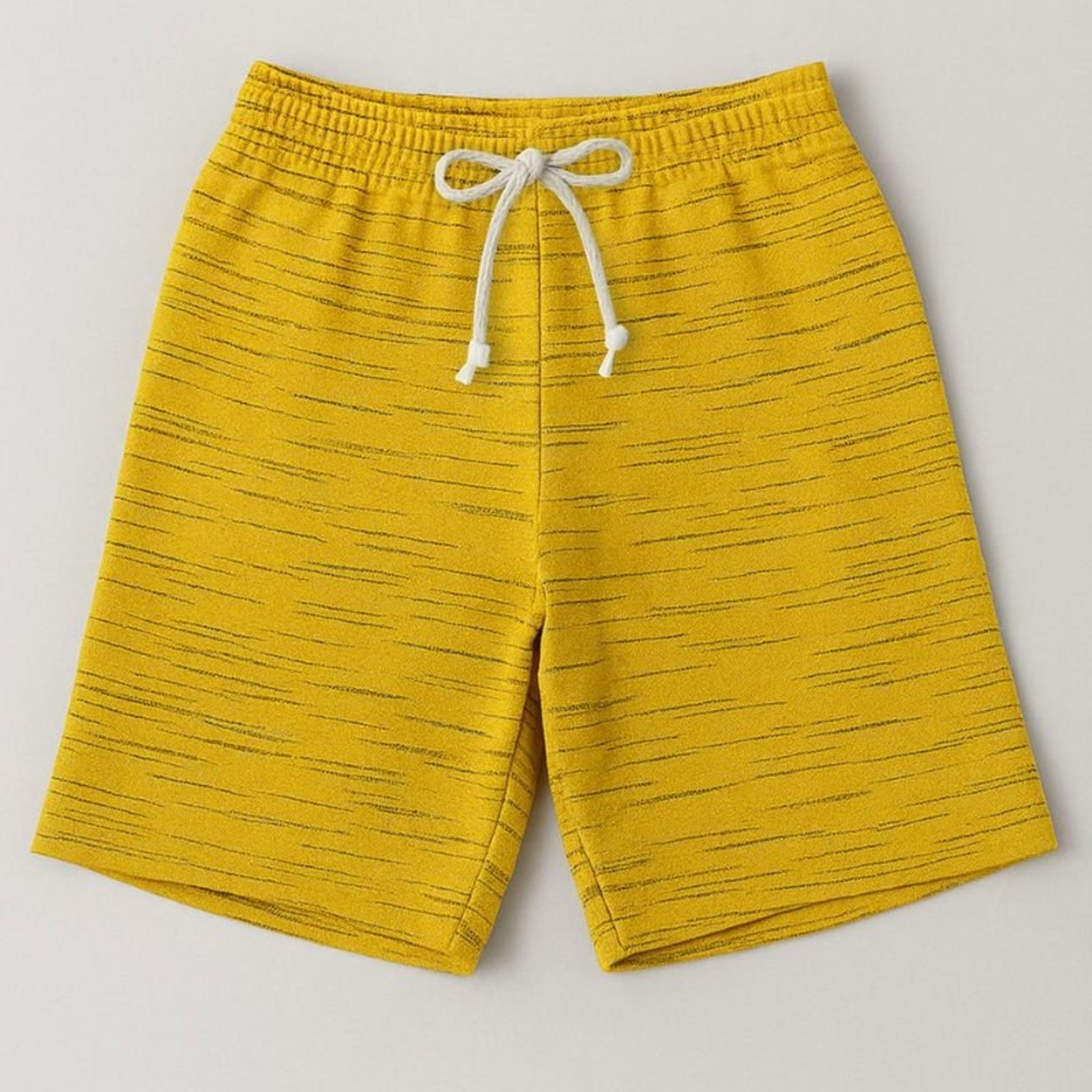 Infantil - Bermuda Moletinho Masculina Amarelo Rajado com Cardaço - Look