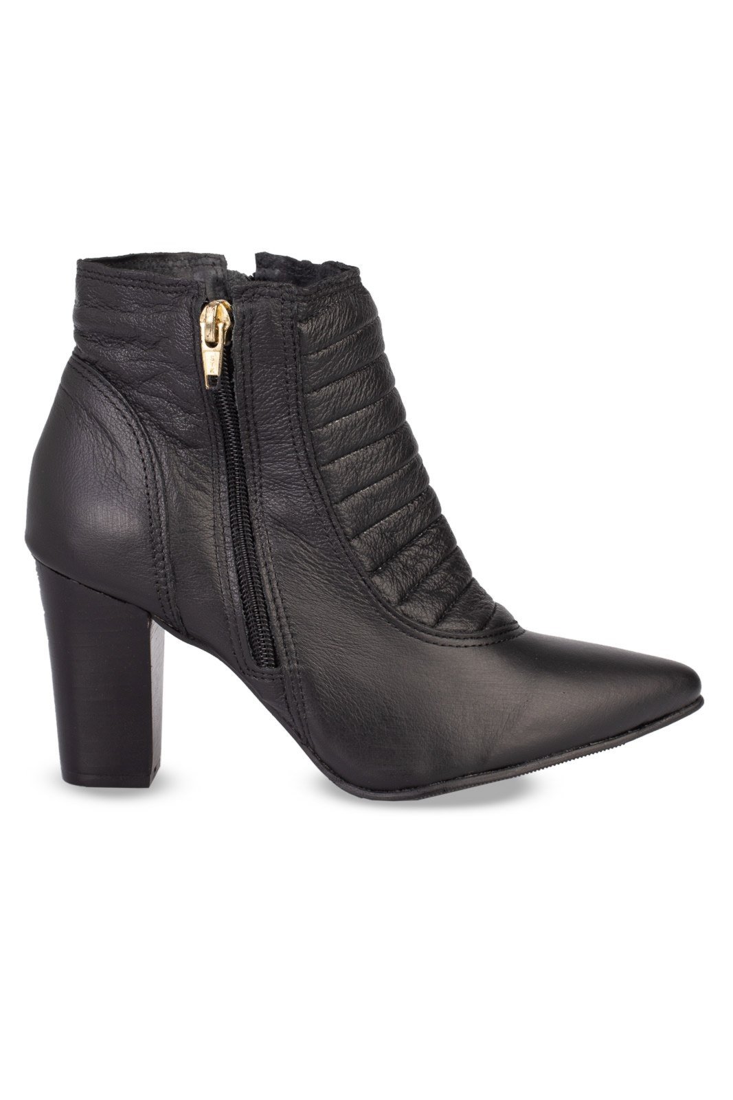 Bota Andrea Vinci cano médio de couro matelassê 6582 – Preto