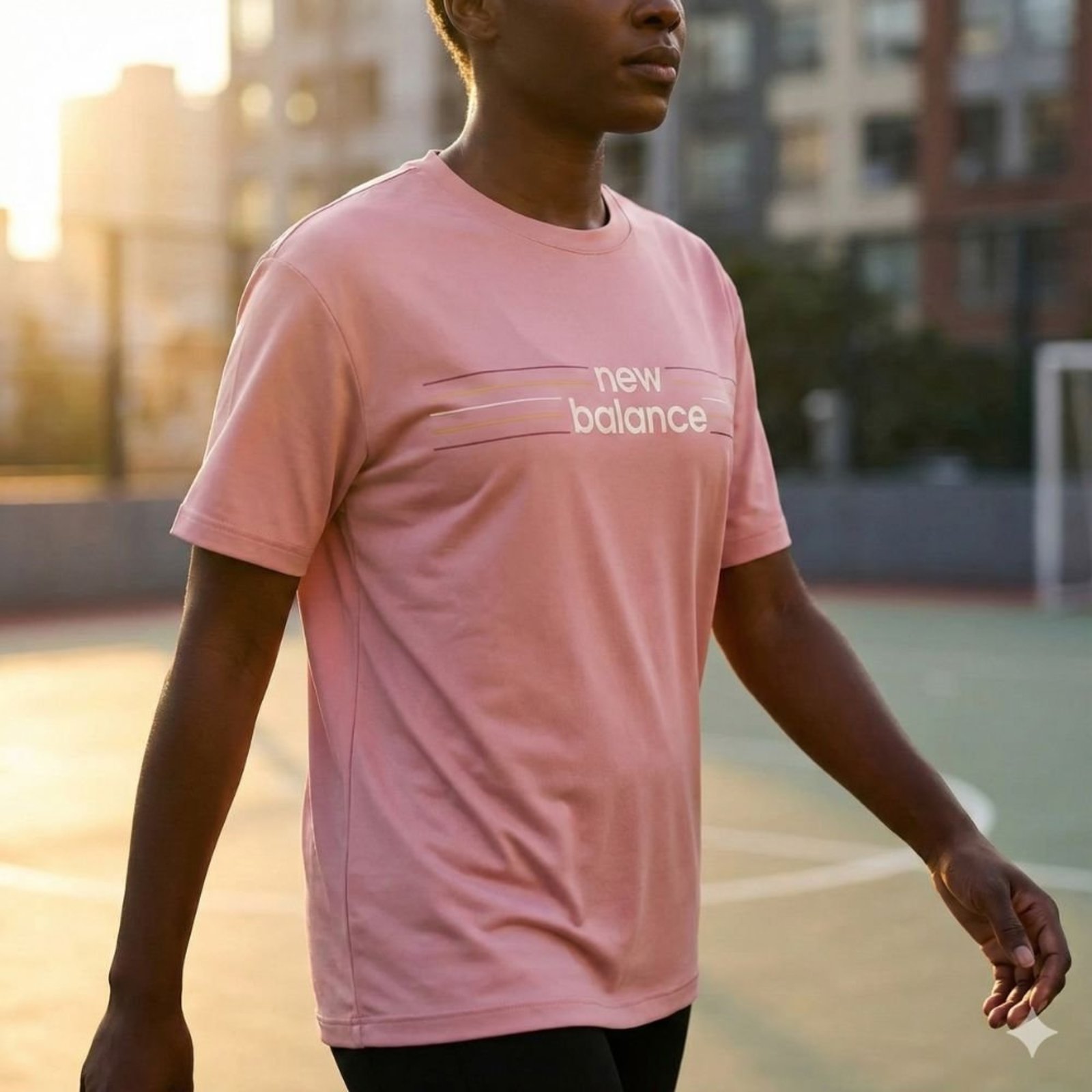 Vista 2 Camiseta Feminina New Balance Linear Performance rosa New Balance rosa
