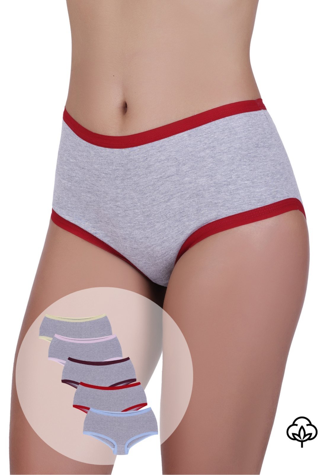 Kit 5 Calcinhas Femininas Algodão Alegria Concept Lingerie Conforto Diário