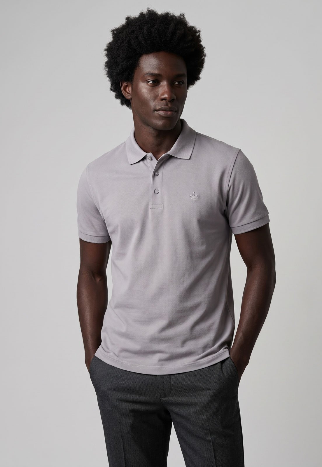 Polo Masculina Dudalina Clássica Cinza