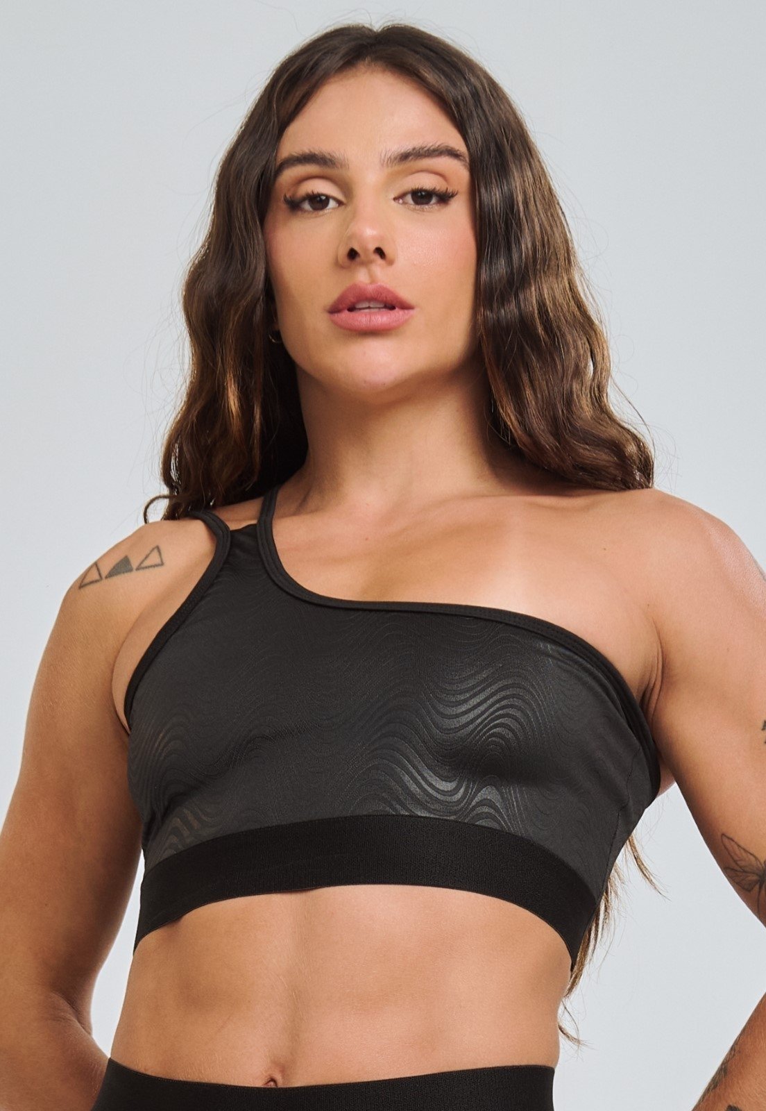 Top Fitness Pink Urban Assimétrico Recorte Ombro Só Enigma Costas Nua Blackout Zero Transparência Academia