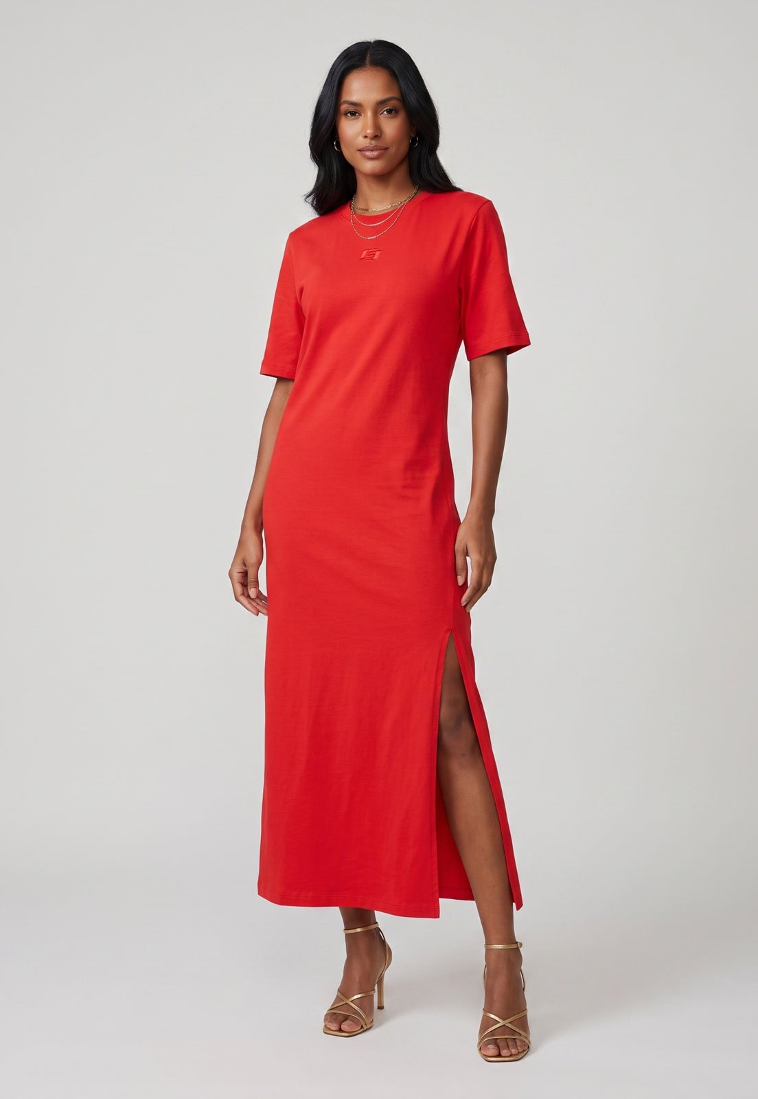 Vestido Feminino Colcci Midi Fenda Vermelho