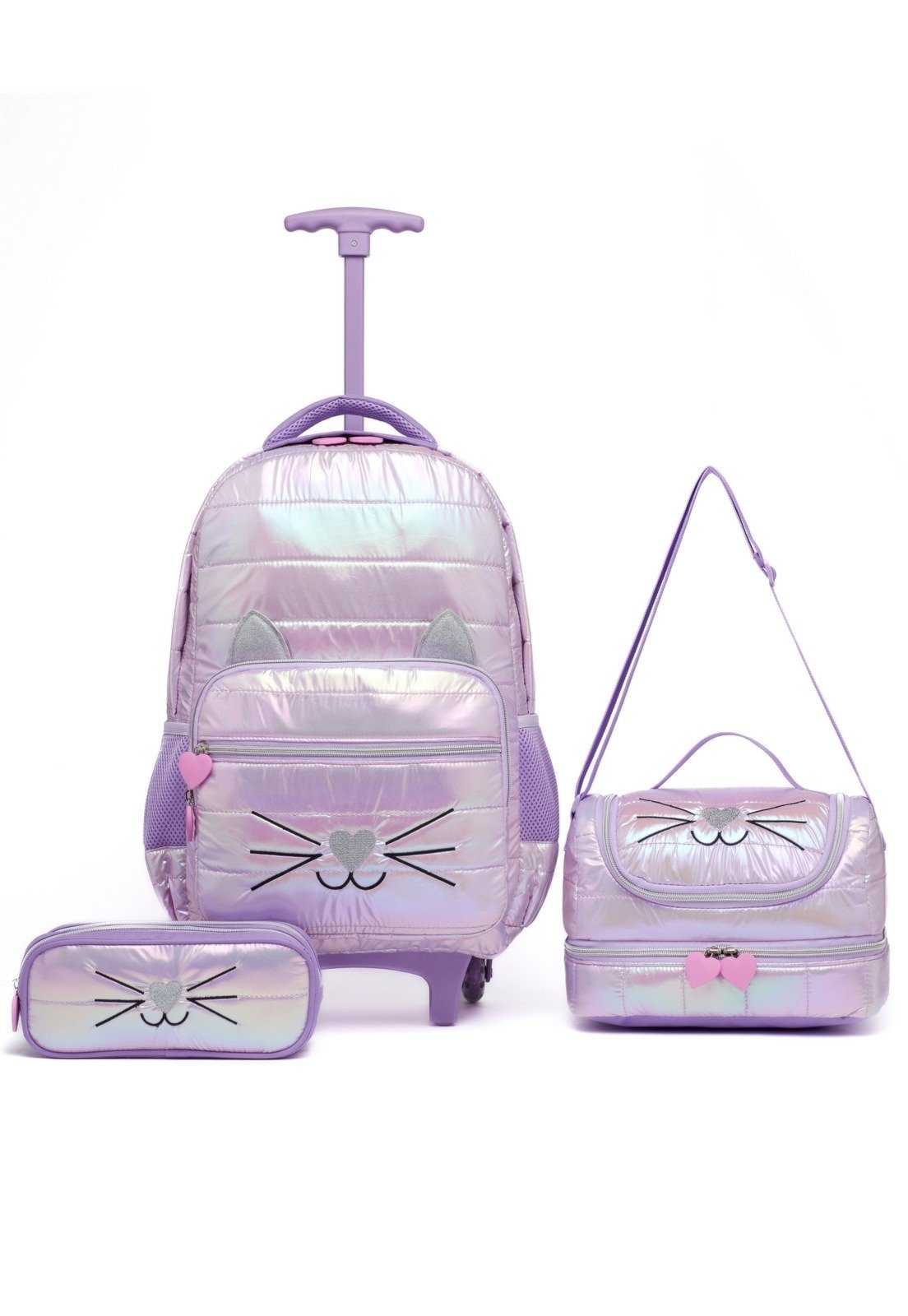 Infantil - Kit Mochila Lancheira Estojo Escolar Guelph Feminina Gatinho