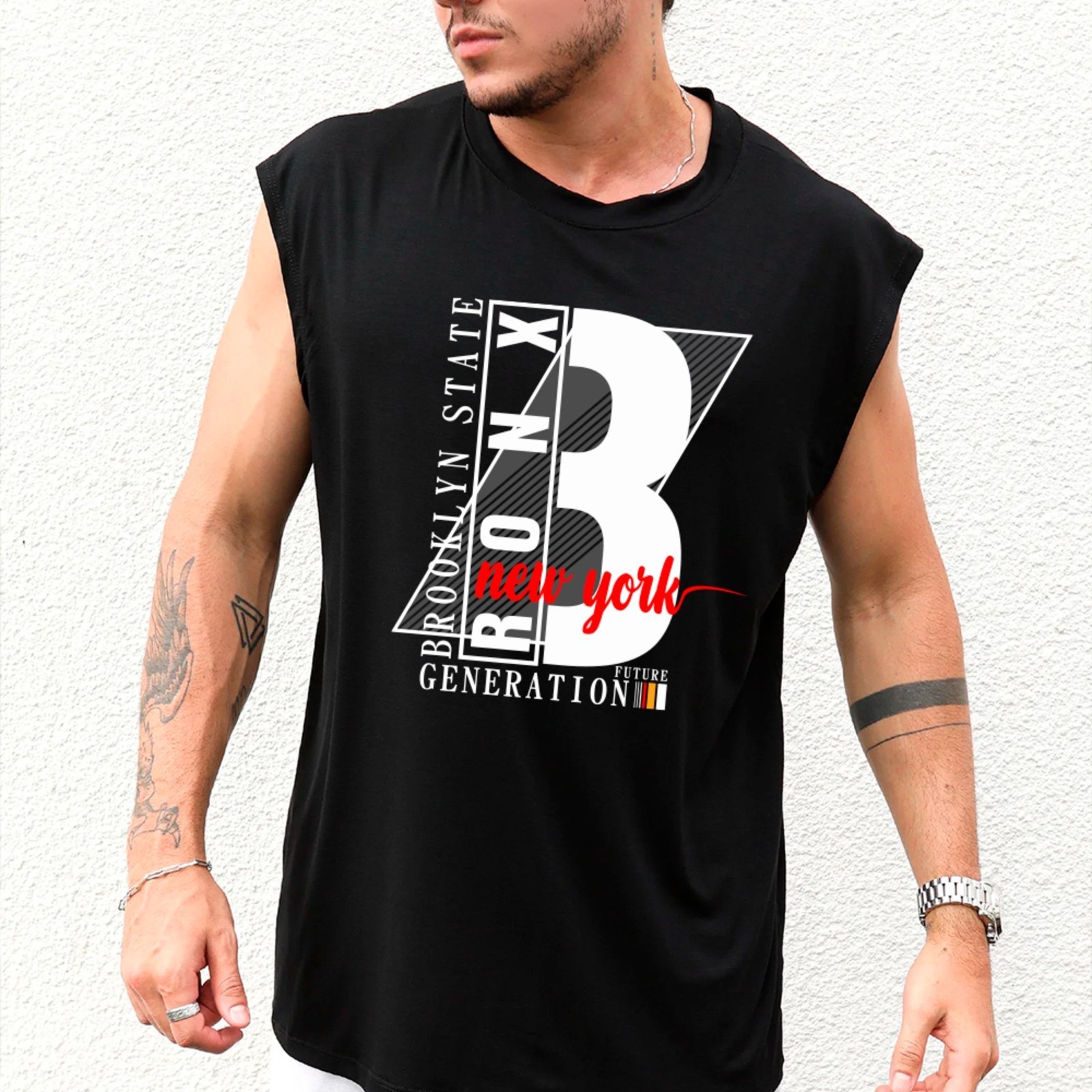 Camiseta Regata Machão Ousy Bronx New York Oversized Masculina Preto