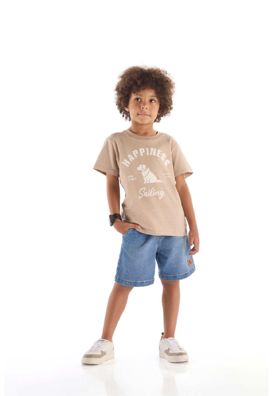 Infantil - Camiseta com Estampa 3D Quimby Marrom