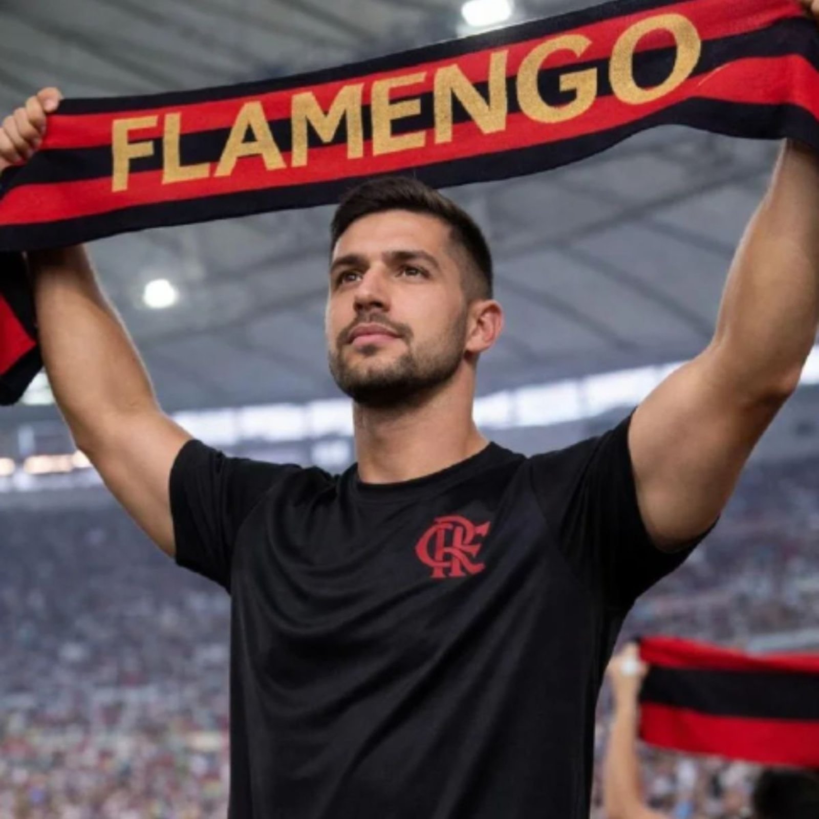 Camiseta Flamengo Poliamida Com Logo Gel Vermelho Premium Preto