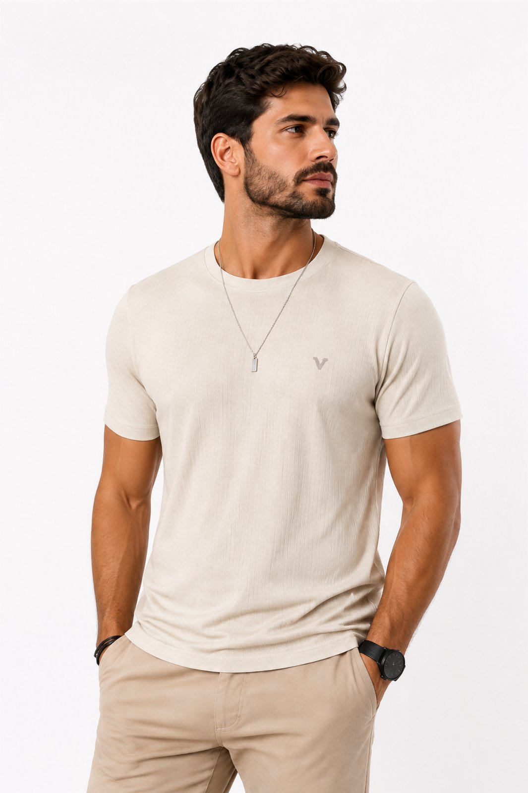 Camiseta Masculina D Bell Outlet Fashion Off White