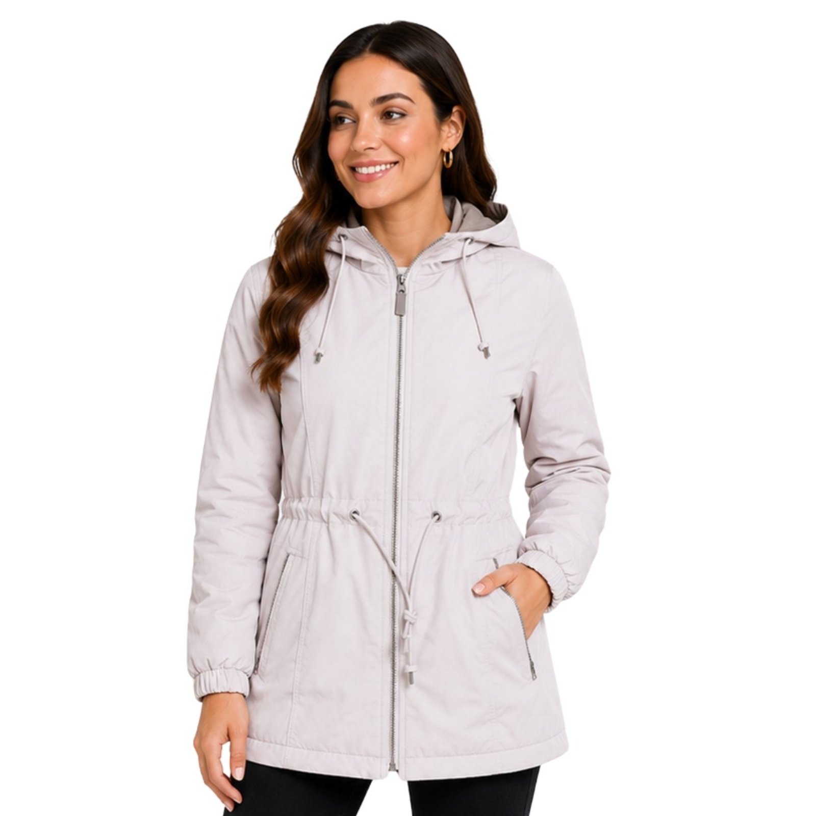 Jaqueta Parka Feminina Dupla Face Inverno Bege Off Premium