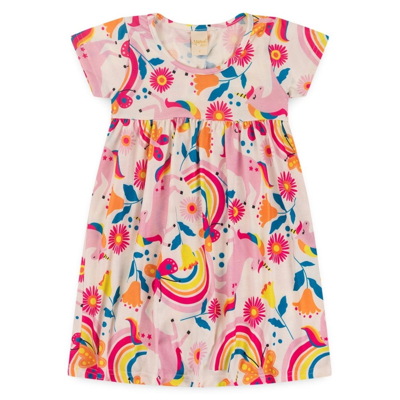 Vista 3 Infantil - Vestido Menina de Unicórnio Molekada branco Molekada branco