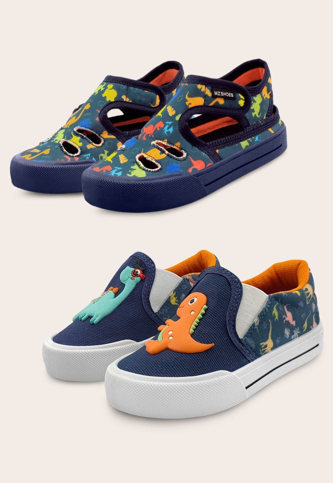 Infantil – Kit 2 Pares Sandália Papete Menino Dinossauro E Tênis Casual Mzkid