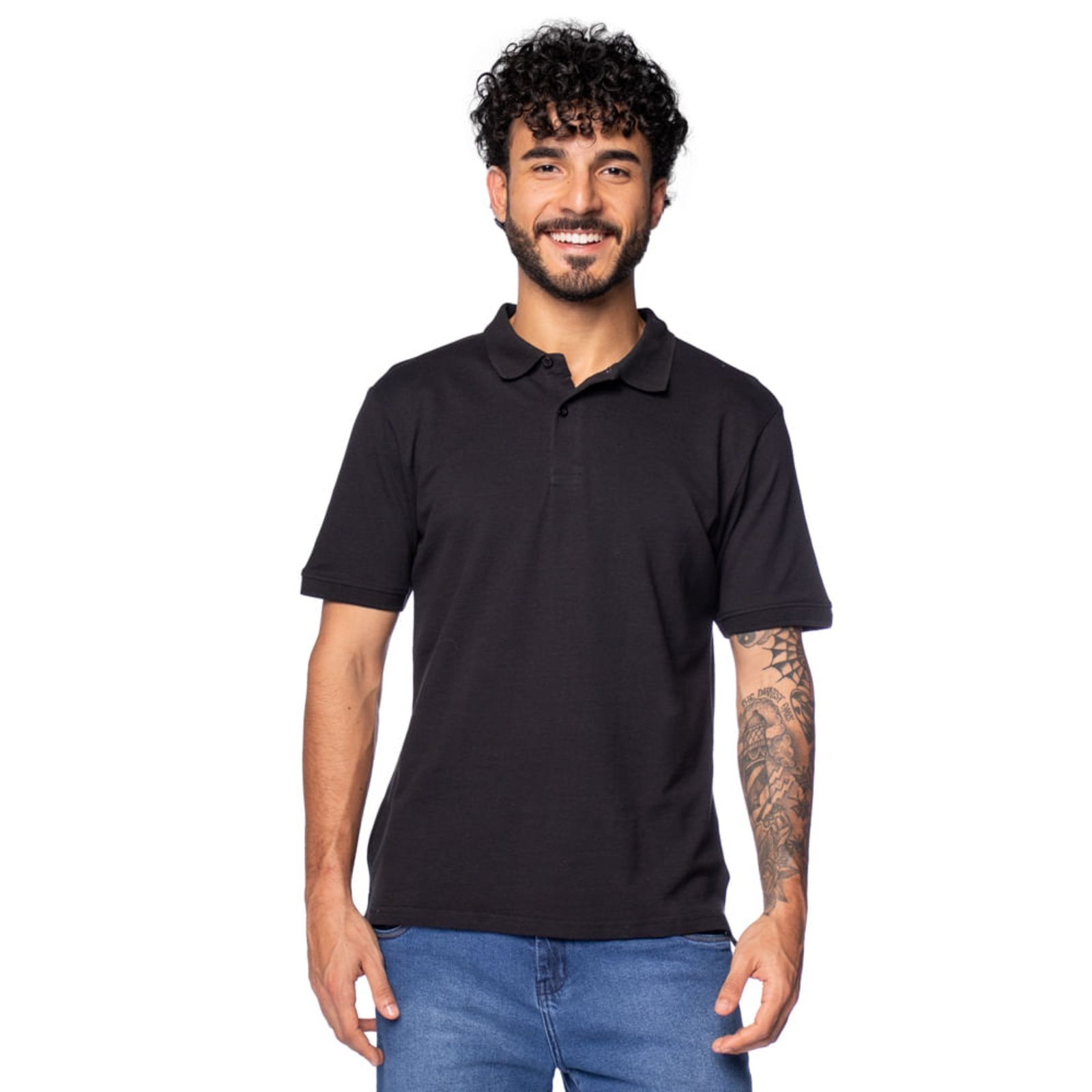 Camiseta Polo Masculina John Sailor Básica Preto