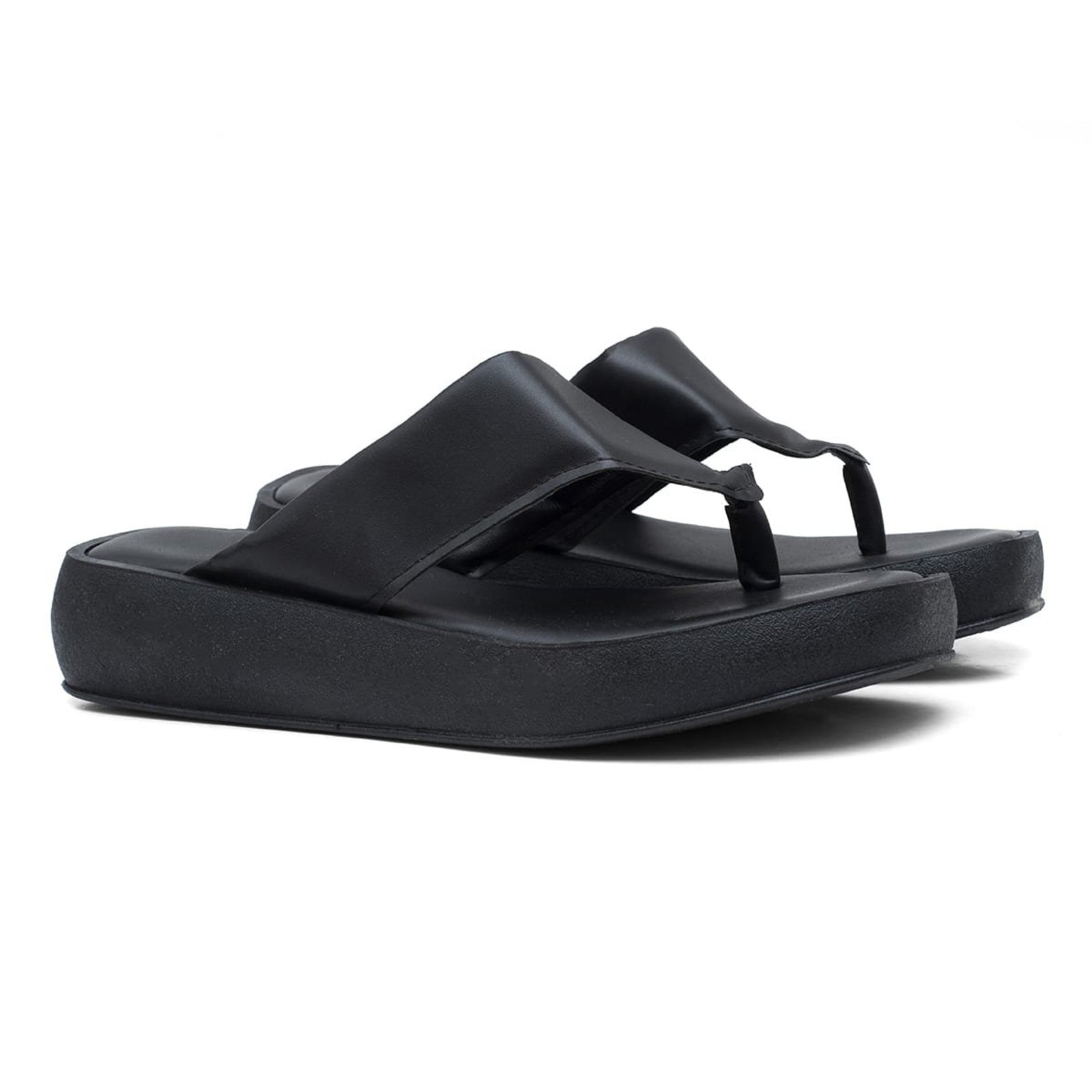 Chinelo Feminino Casual Veritimo Flatform De Dedo Plataforma Conforto Dia a Dia Moderna Preto