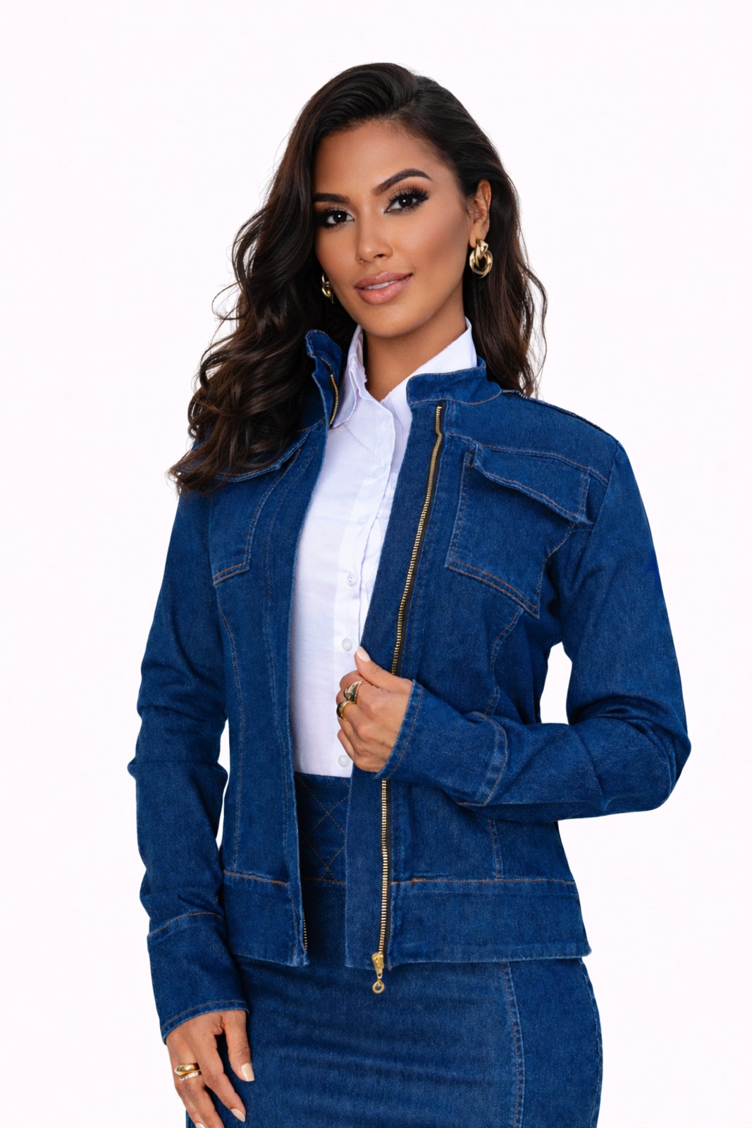 Jaqueta D Bell Outlet Fashion Jeans Azul Escuro