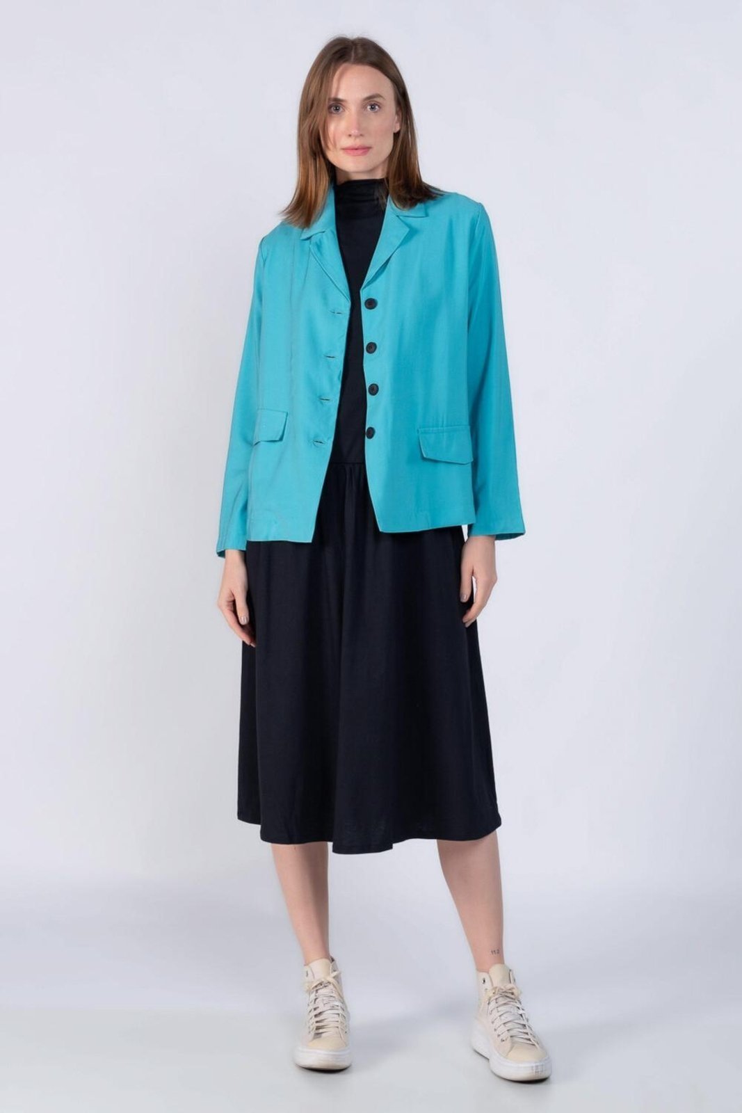 Blazer em viscose tencel leve Azul