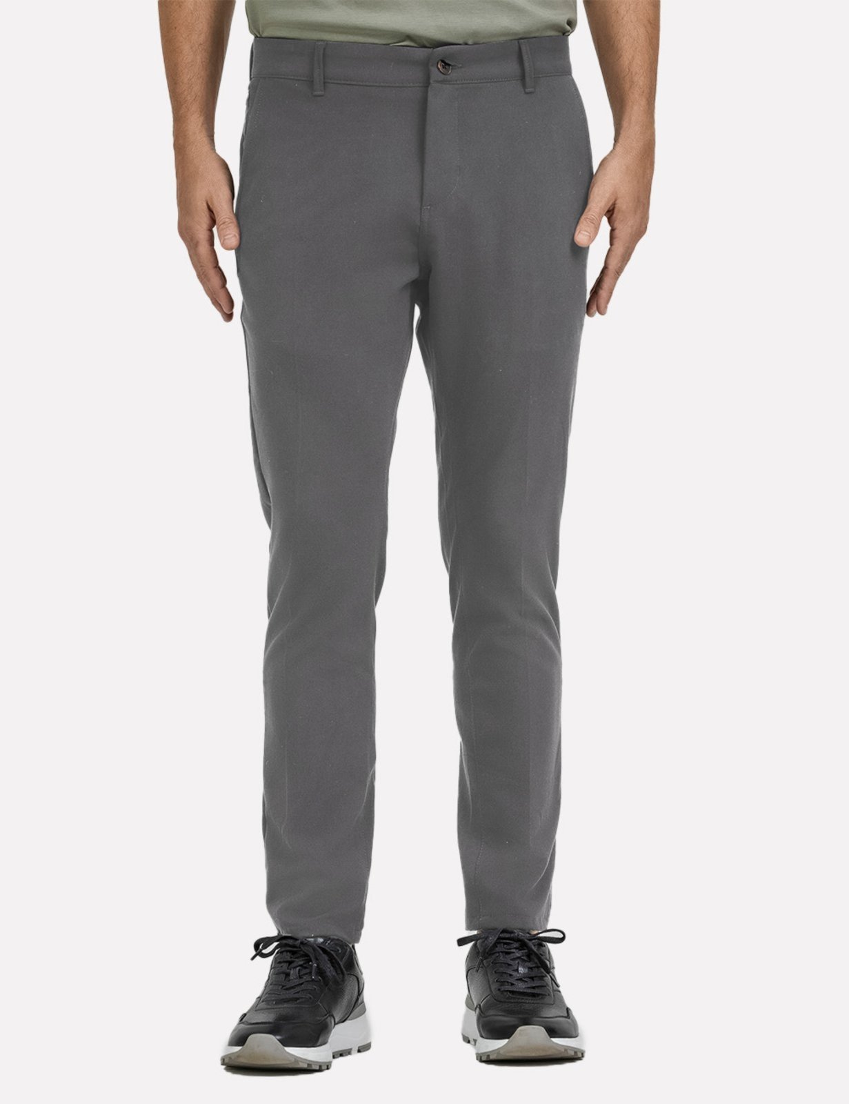 Calça K&J Black Masculina Slim Alfaiataria Elastano Chumbo