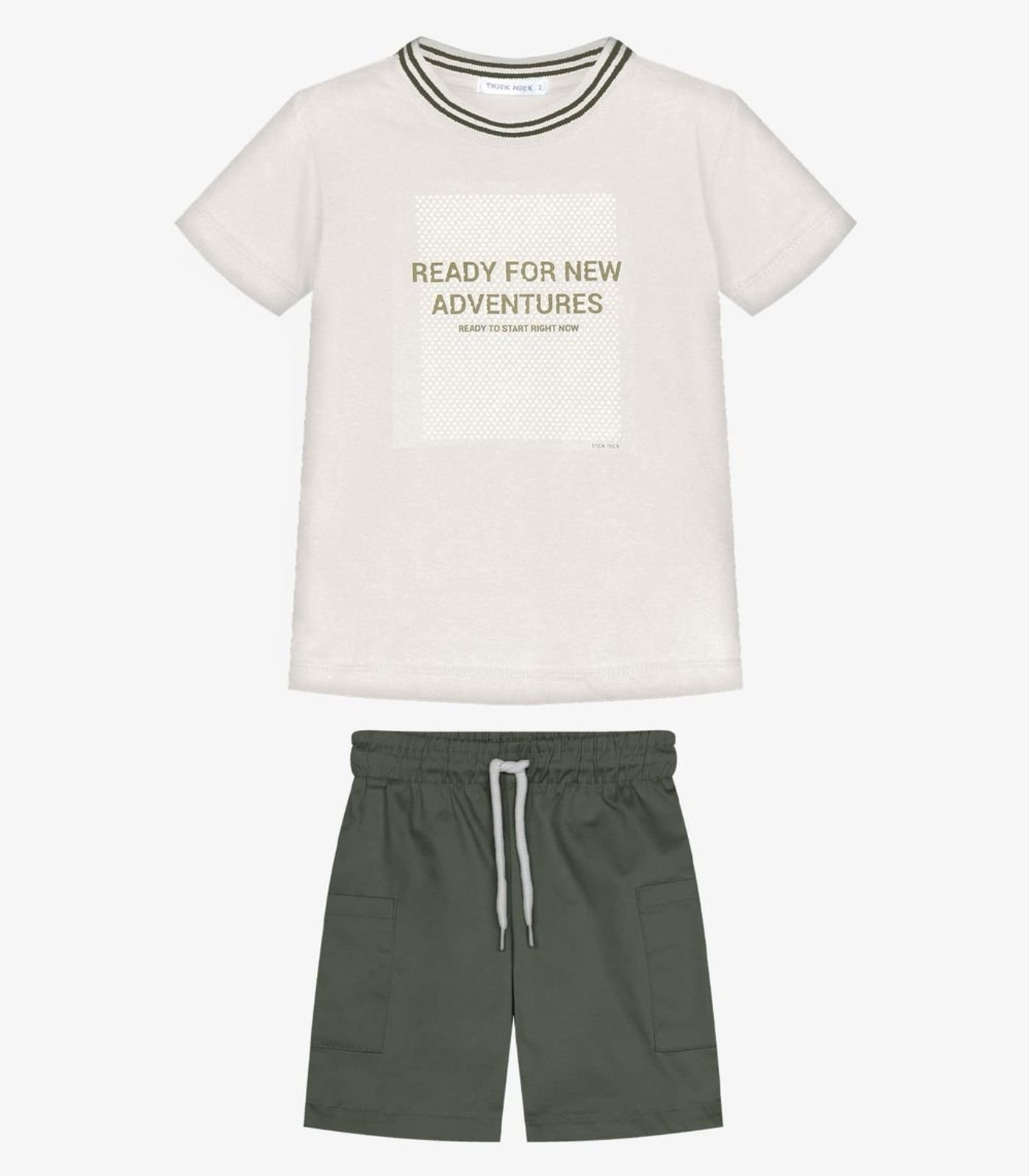 Infantil - Conjunto Camiseta Com Bermuda Trick Nick Bege