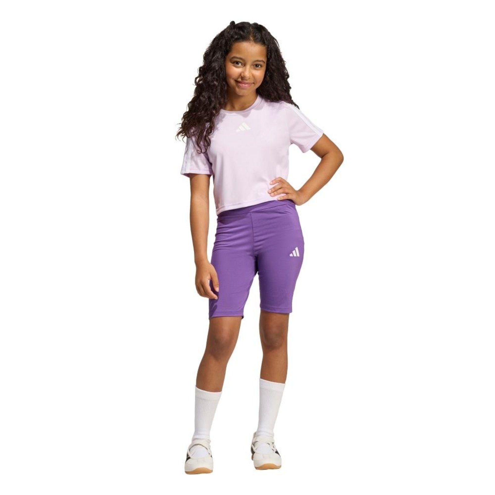 Infantil - Conjunto Camiseta Train 3 Listras Essentials adidas Sportswear Roxo
