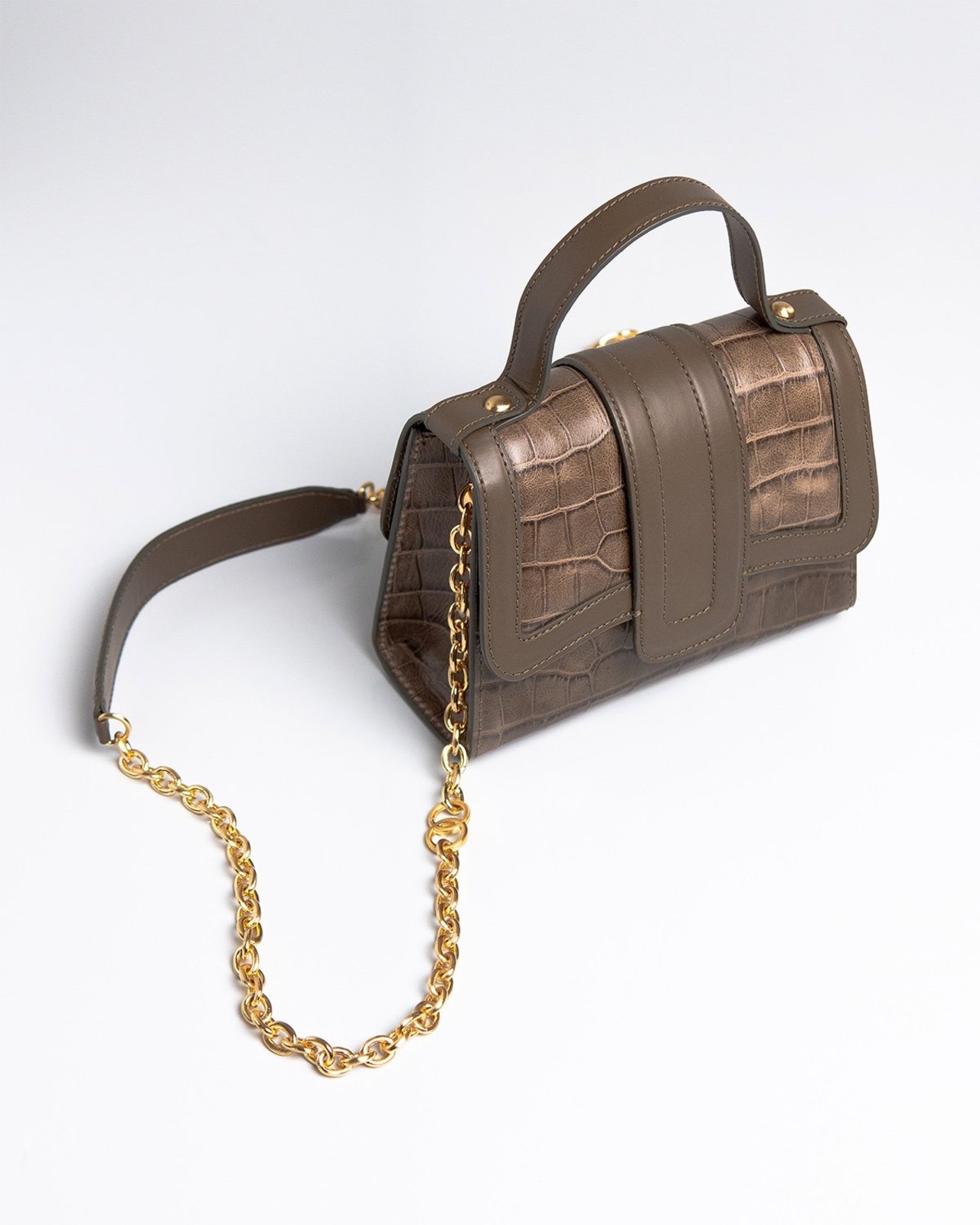 Bolsa Pequena Woow Sophia Couro Dark Pewter