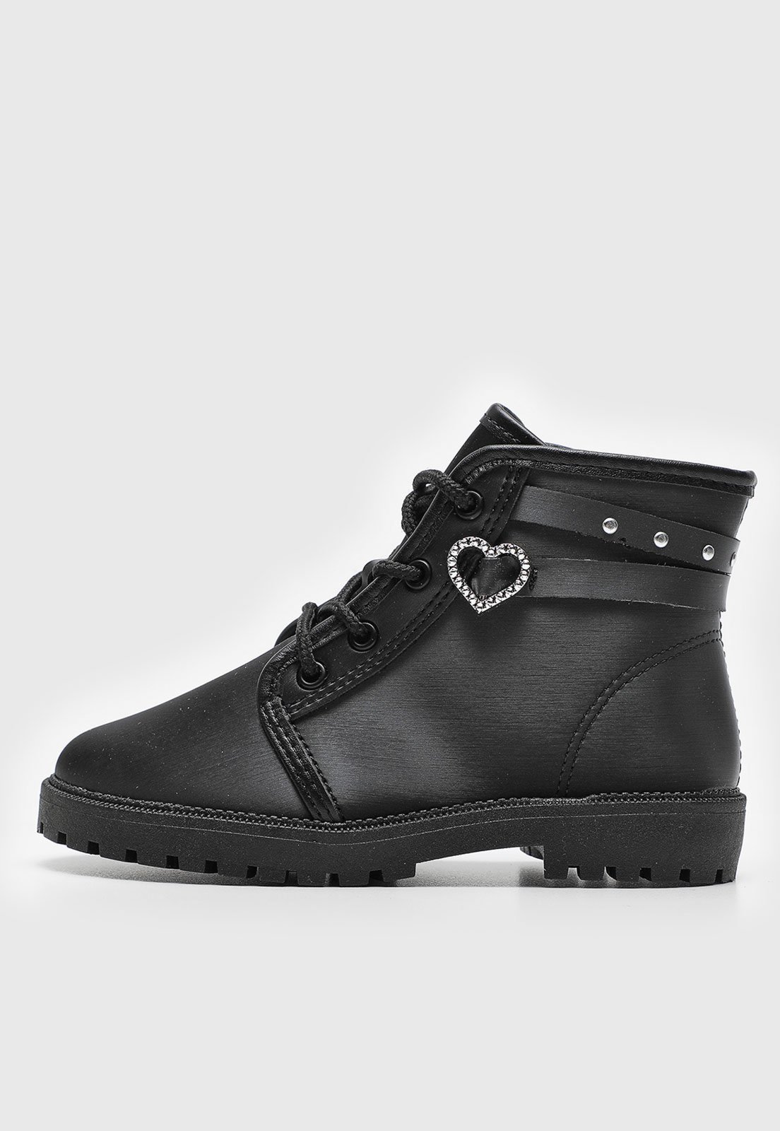 Vista 3 Infantil - Bota Tratorado Molekinha Coração Preta preto MOLEKINHA preto