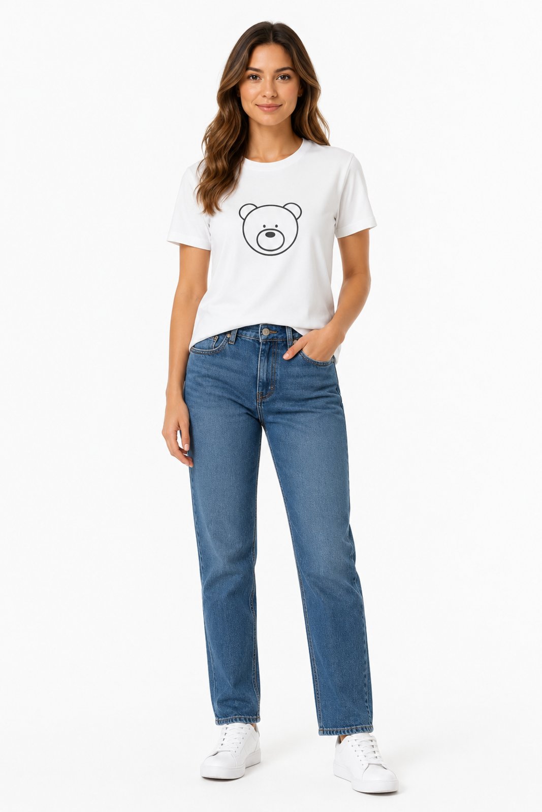 T-shirt Feminina D Bell Outlet Urso Branca