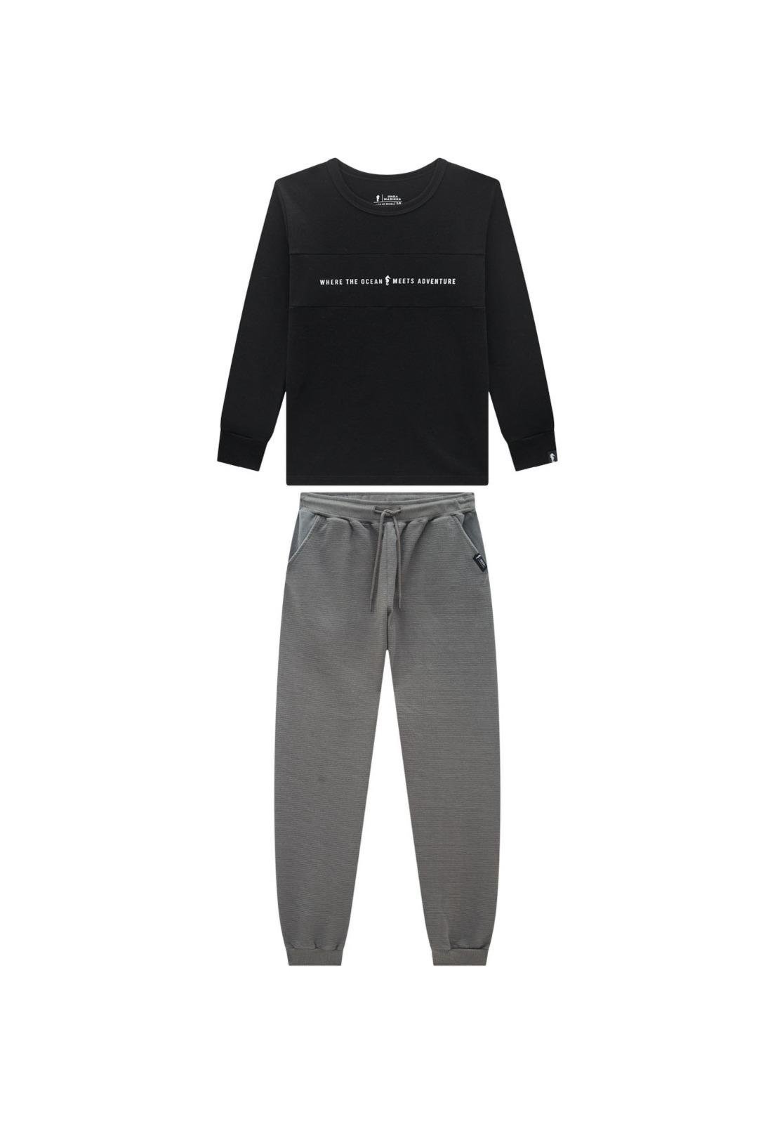 Infantil - Conjunto Calça Menino Onda Marinha 10 Preto