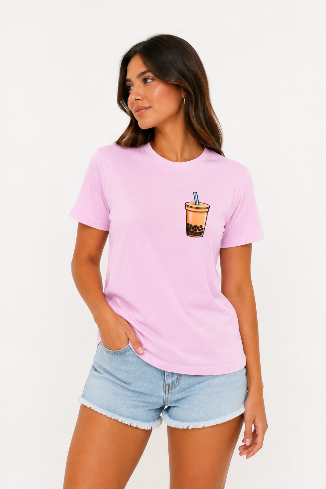 Camiseta Feminina D Bell Outlet Fashion Estampada Algodão Rosa
