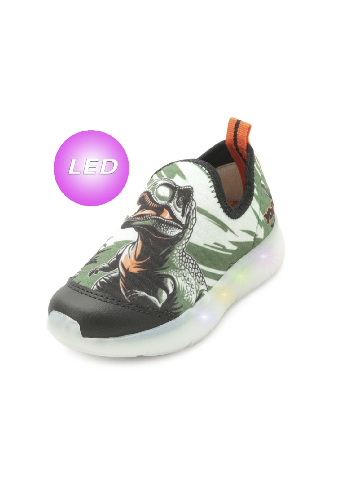 Infantil – Tênis Led Iate Kidy Flex KD25-02002 Verde-Laranja
