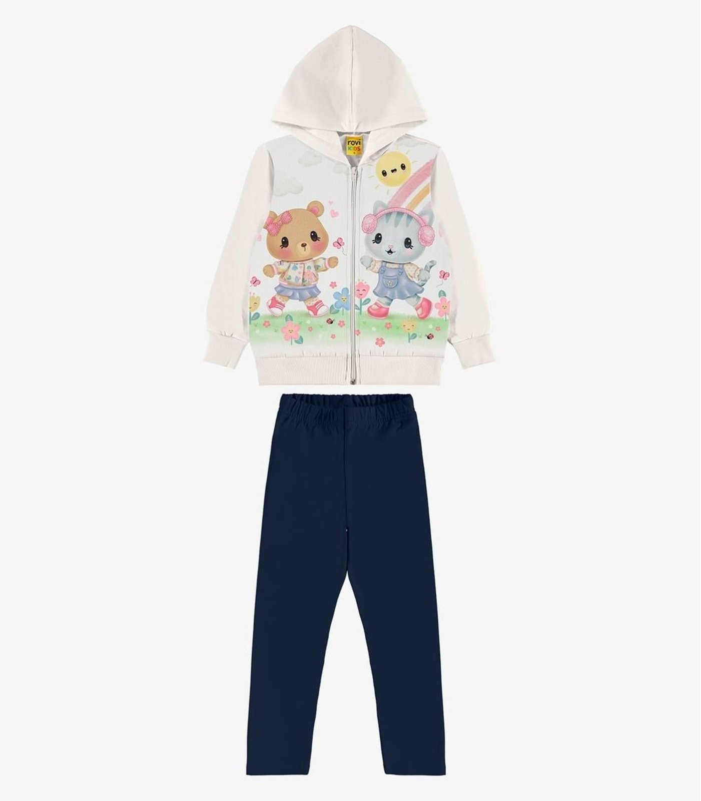 Infantil - Conjunto Jaqueta com Capuz e Legging Rovi Bege