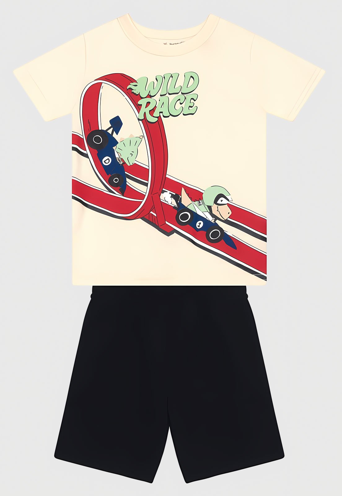 Conjunto Curto Brandili Estampa Wild Race Off-White
