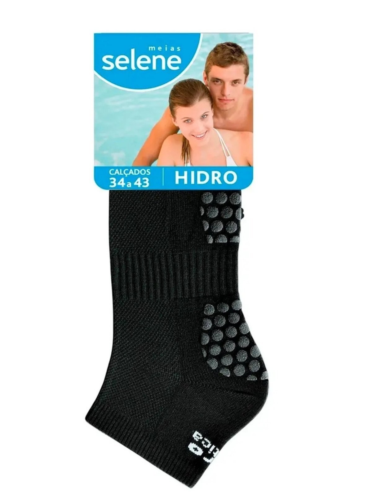Vista 3 Kit 6 Pares de Meias Hidroginástica Selene 4010 preto SELENE preto