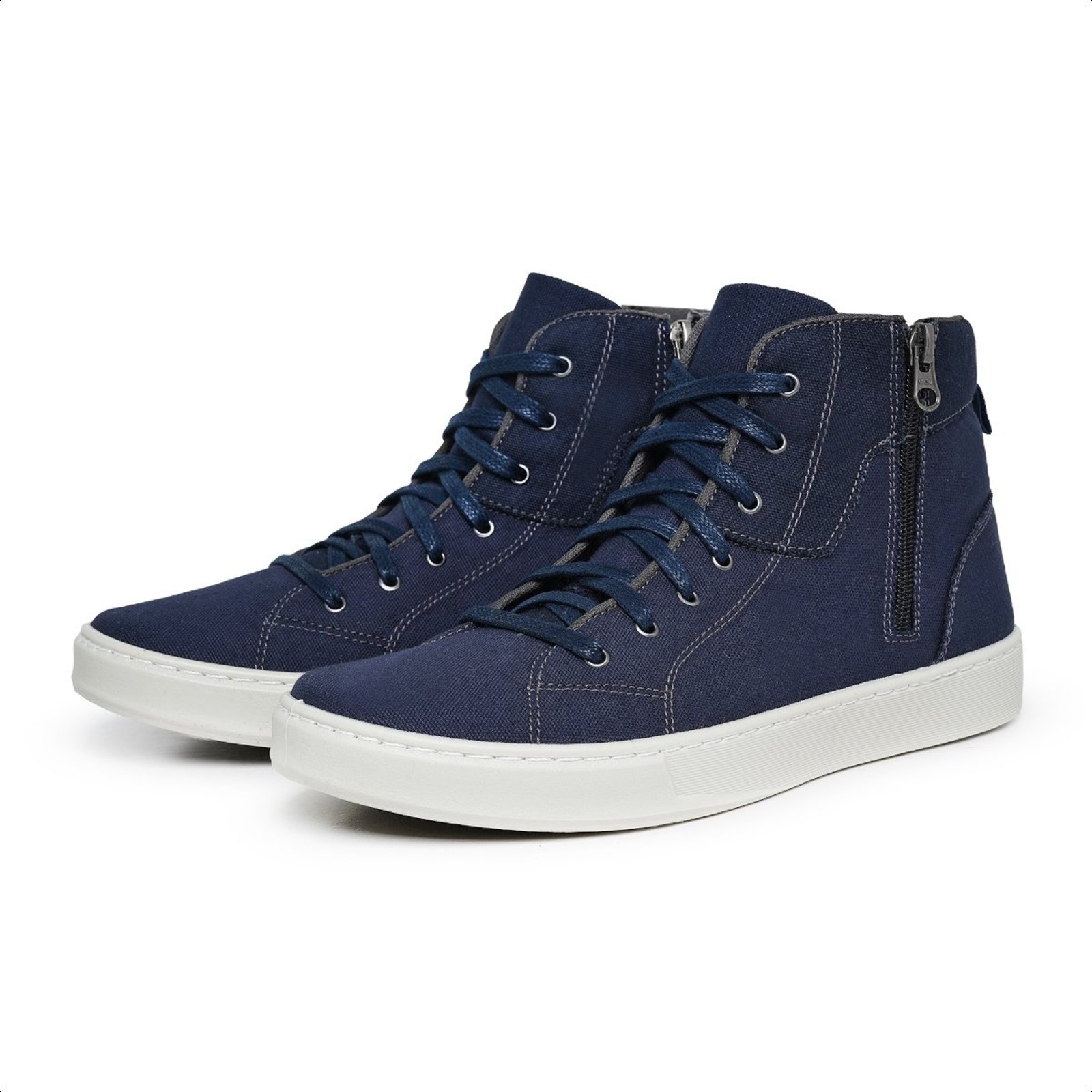 Tênis Masculino Anna Andrade Casual Cano Alto Zíper Sapatenis Urbano Conforto Azul Marinho