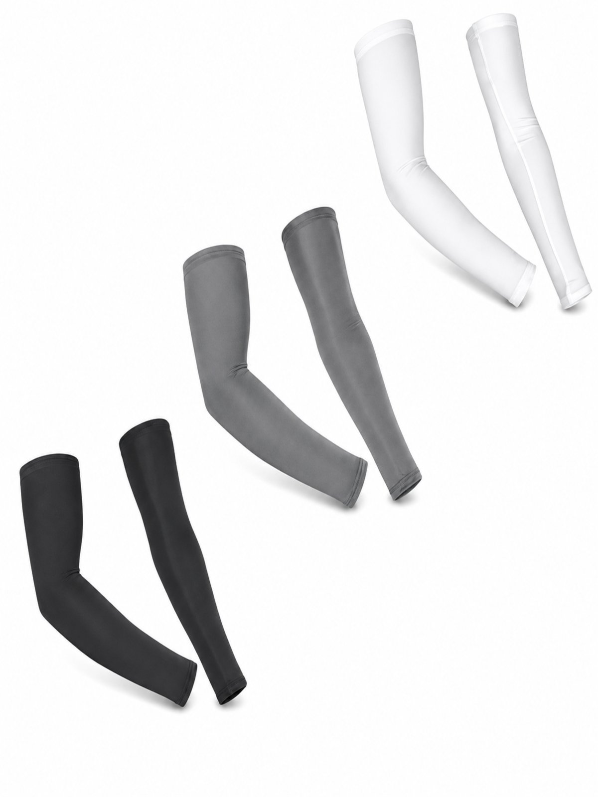 Kit 3 Manguitos De Compressão Proteção Solar Uv Para Braços - Preto/Branco/Cinza