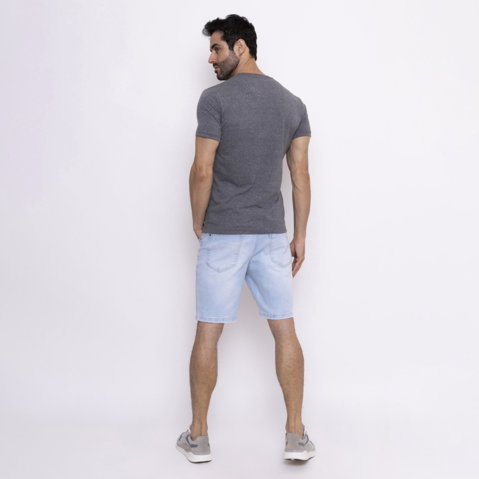 Vista 3 Camisetas FMF Básicas Masculina em Algodão Premium no Estilo Tommy Bordado França Chumbo cinza FMF cinza