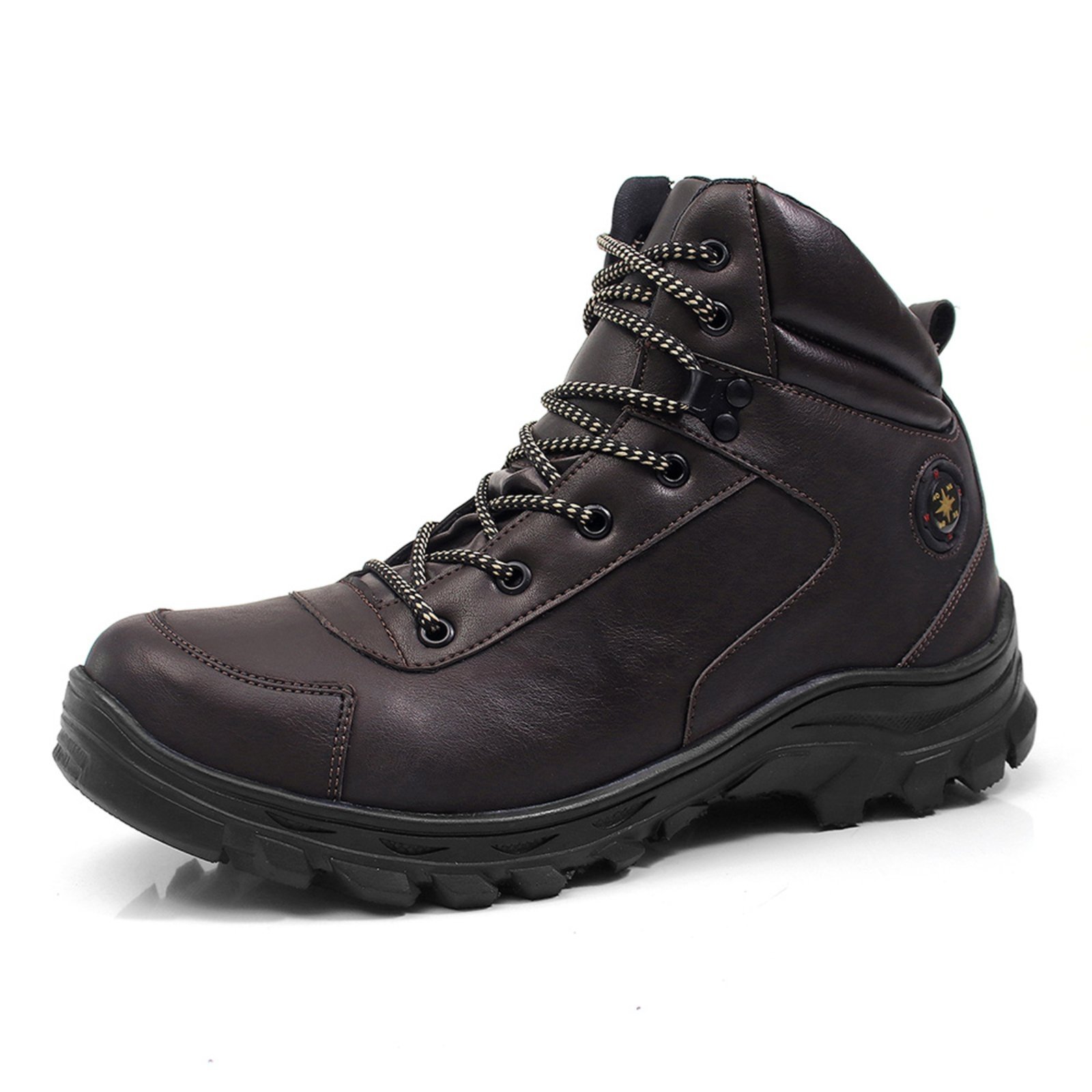 Vista 3 Bota Masculina Bredeni Adventure Segurança Conforto Tênis Leve Macio Dia A Dia Marrom café BREDENI café