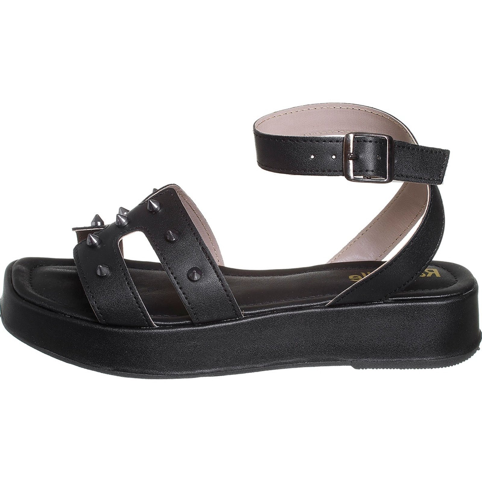 Sandália Feminina Plataforma Papete Flatform Fivela Preto