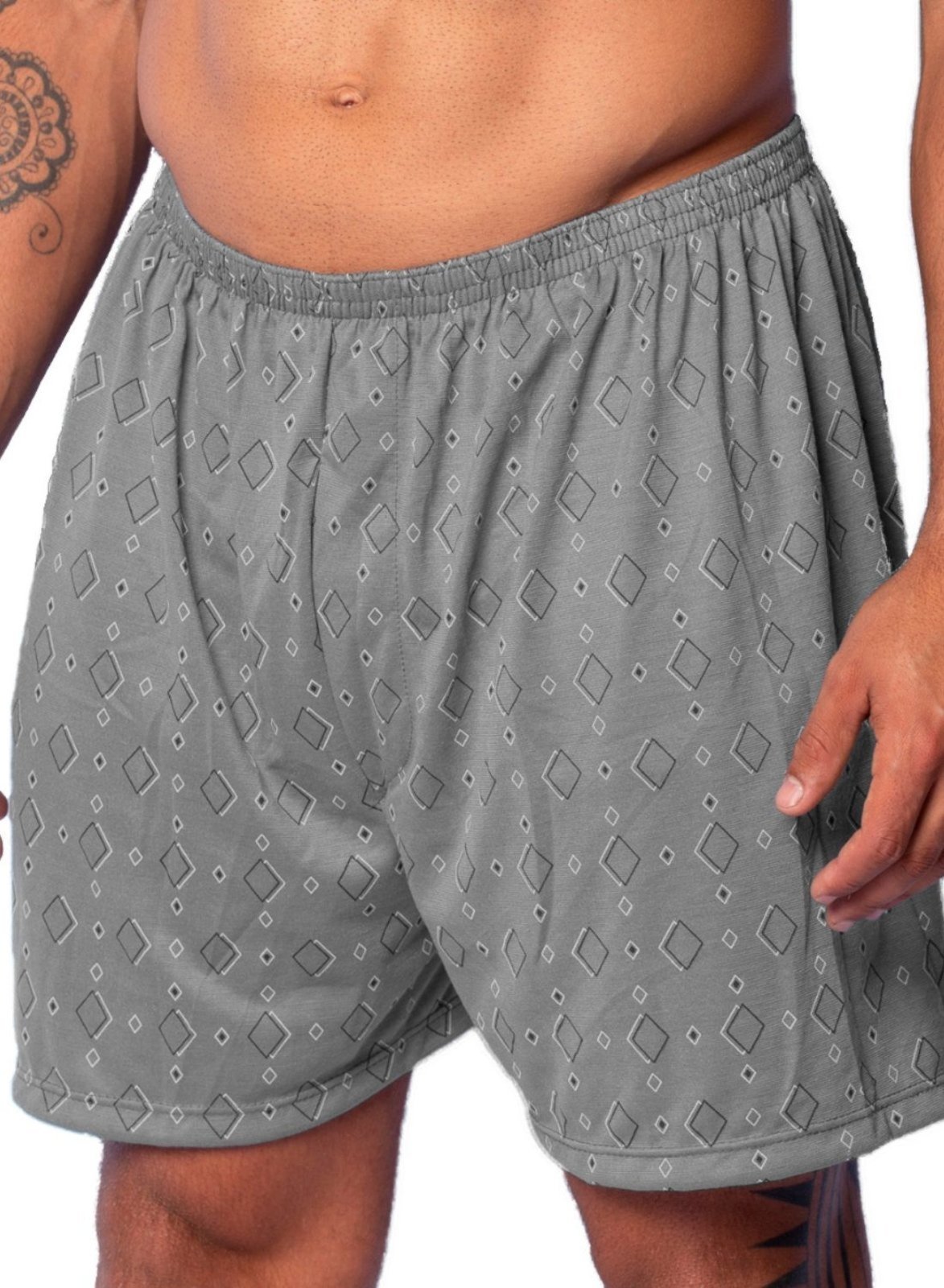 Samba Canção Gabi Lingerie Malha Elegante Cueca Confortável Calção Masculino Cinza