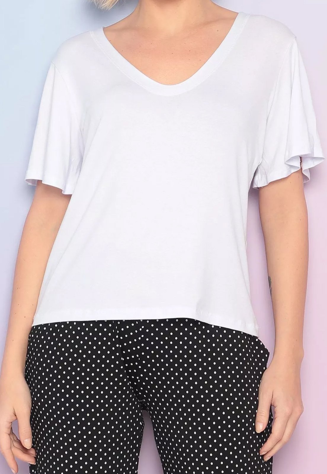 Blusa Viscolycra Maria Paes Manga Curta Branca