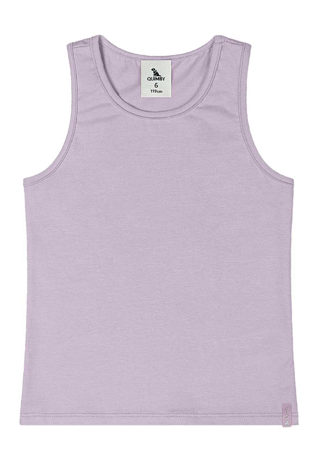 Infantil - Regata Básica em Cotton Menina Quimby Roxo