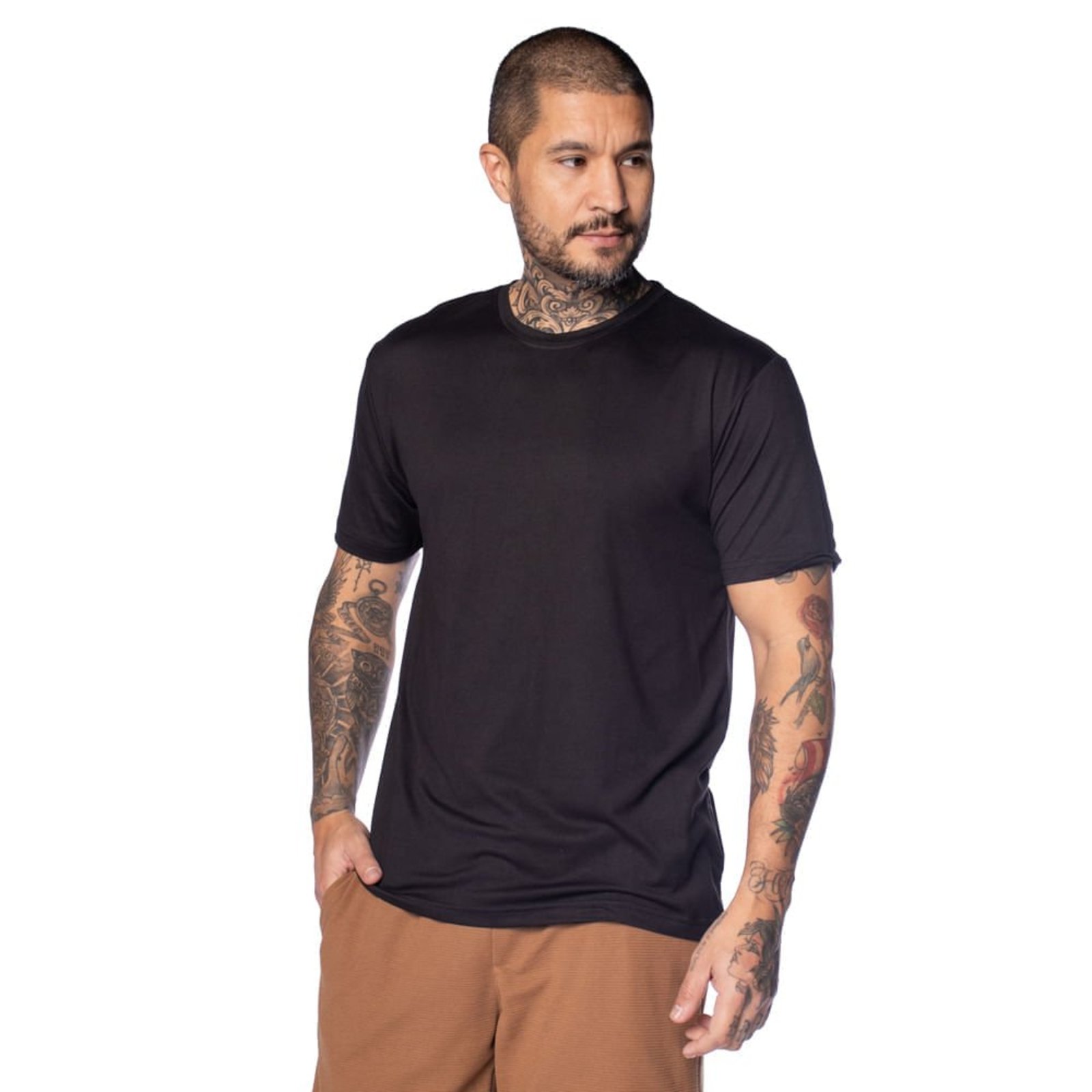 Vista 2 Camiseta Masculina Sea Surf Lisa Tecido Leve preto Sea Surf preto