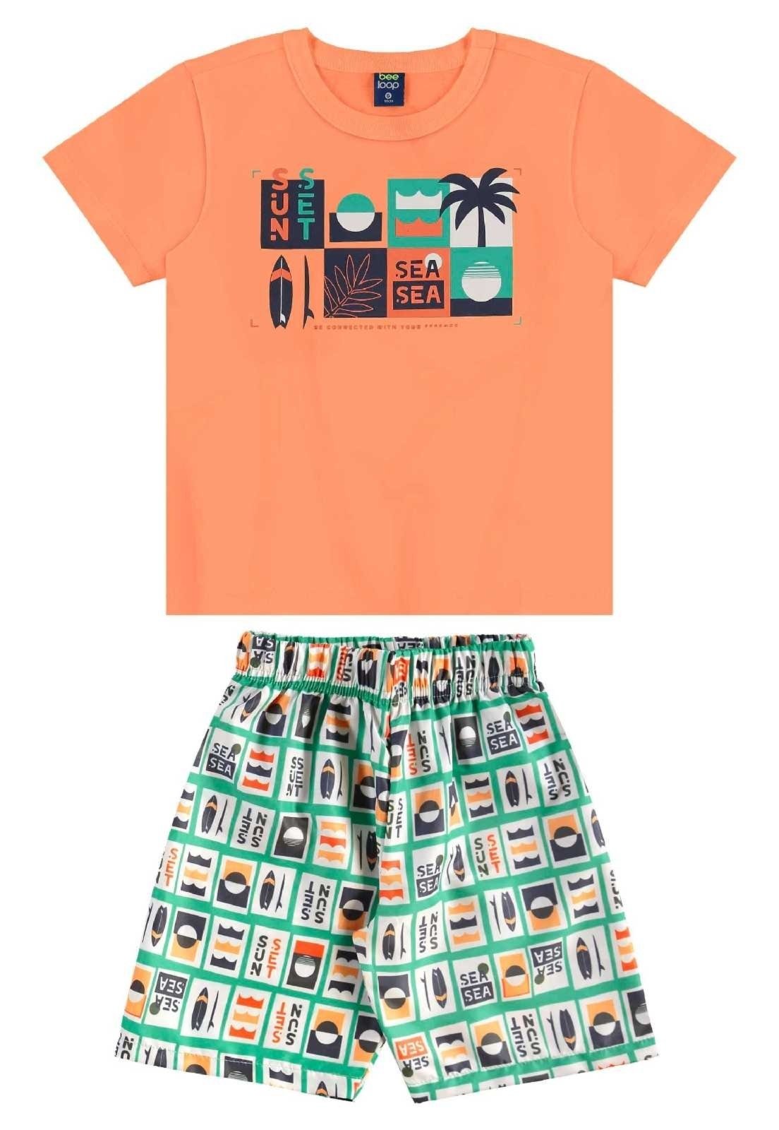 Infantil – Conjunto Camiseta e Bermuda Bee Loop Laranja