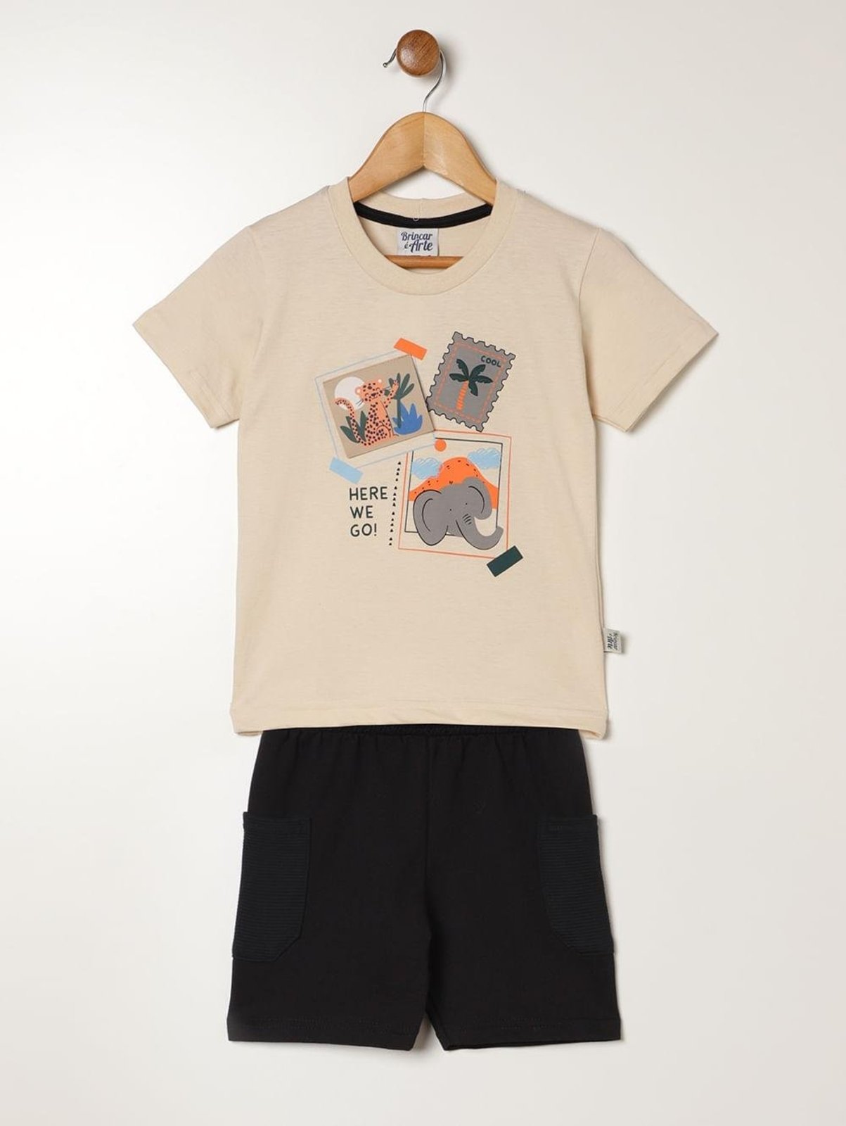 Infantil - Conjunto Curto Para Menino - BEGE