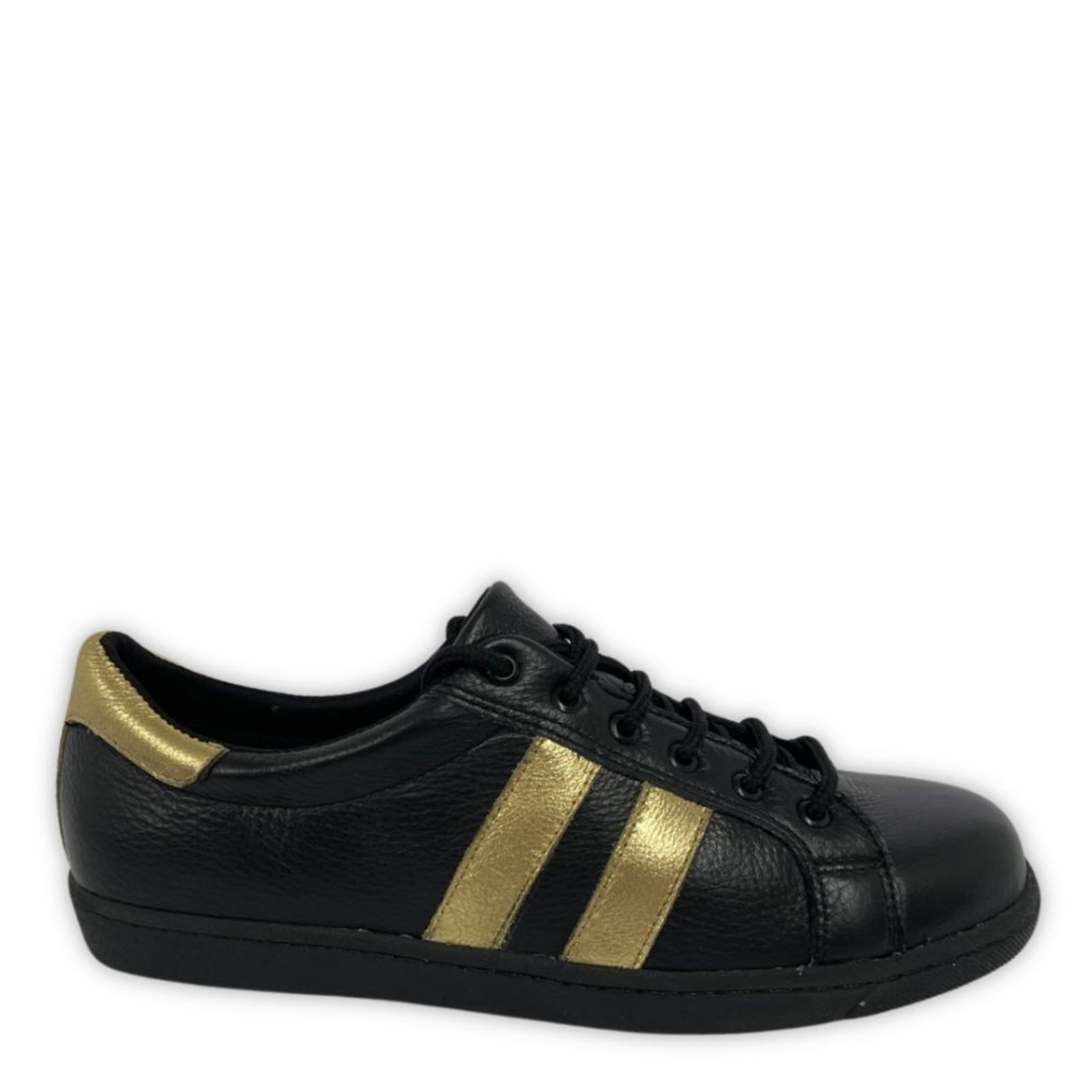 Tênis Casual Feminino em Couro Preto Spinelli