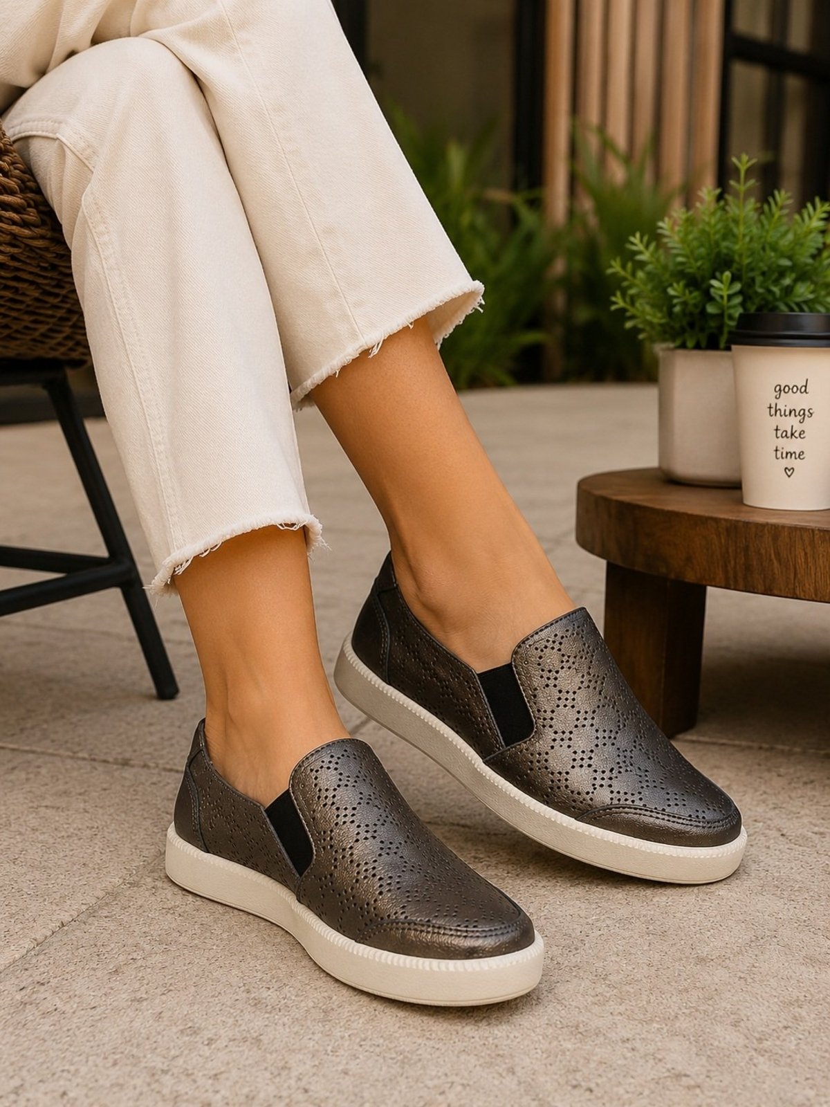 Slip On Feminino Rio de Luz Couro Metalizado 334