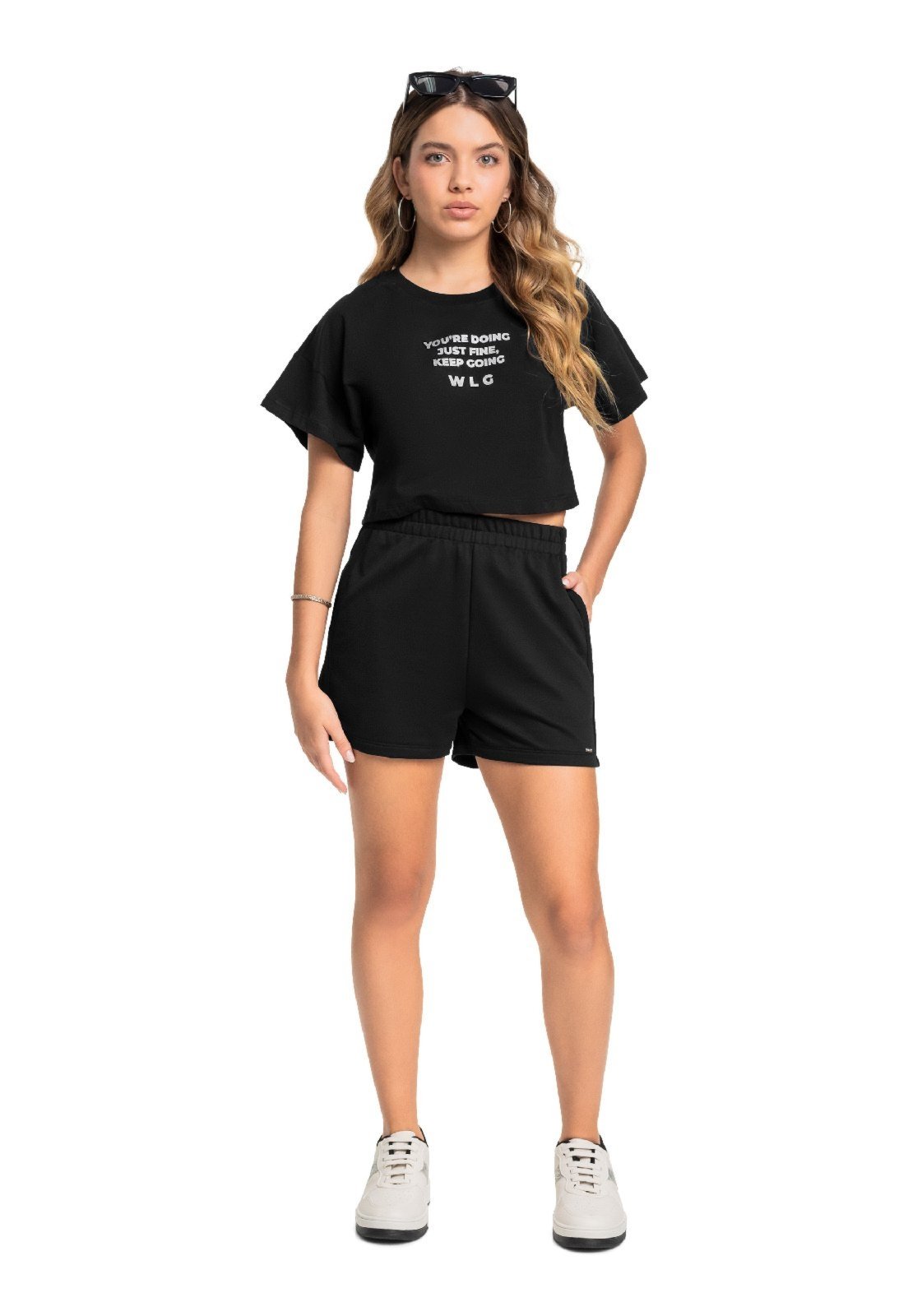 Infantil - Conjunto Blusa Short Moletom Gloss Preto