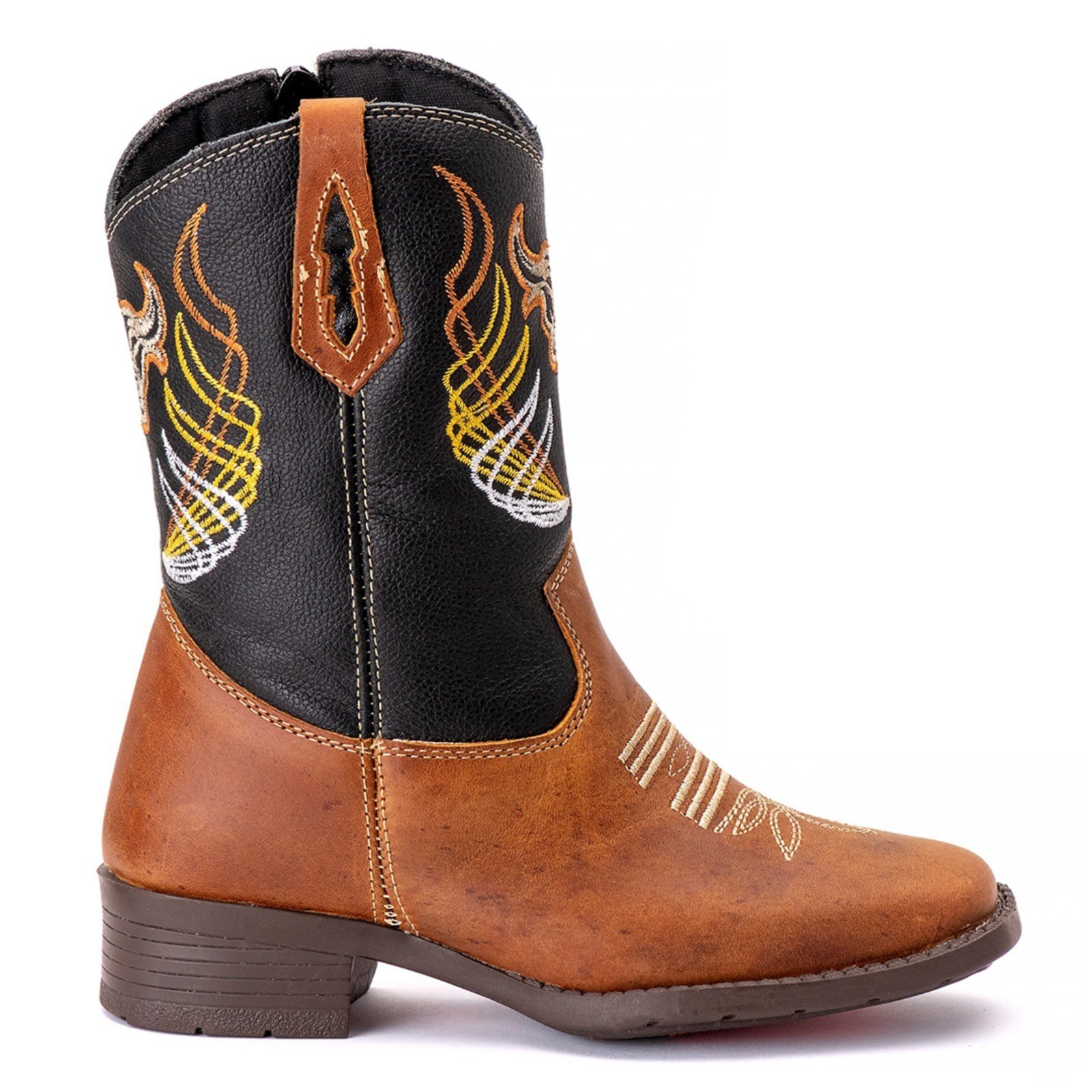 Infantil - Bota Texana Country Unissex Campero Bico Quadrado Mostarda