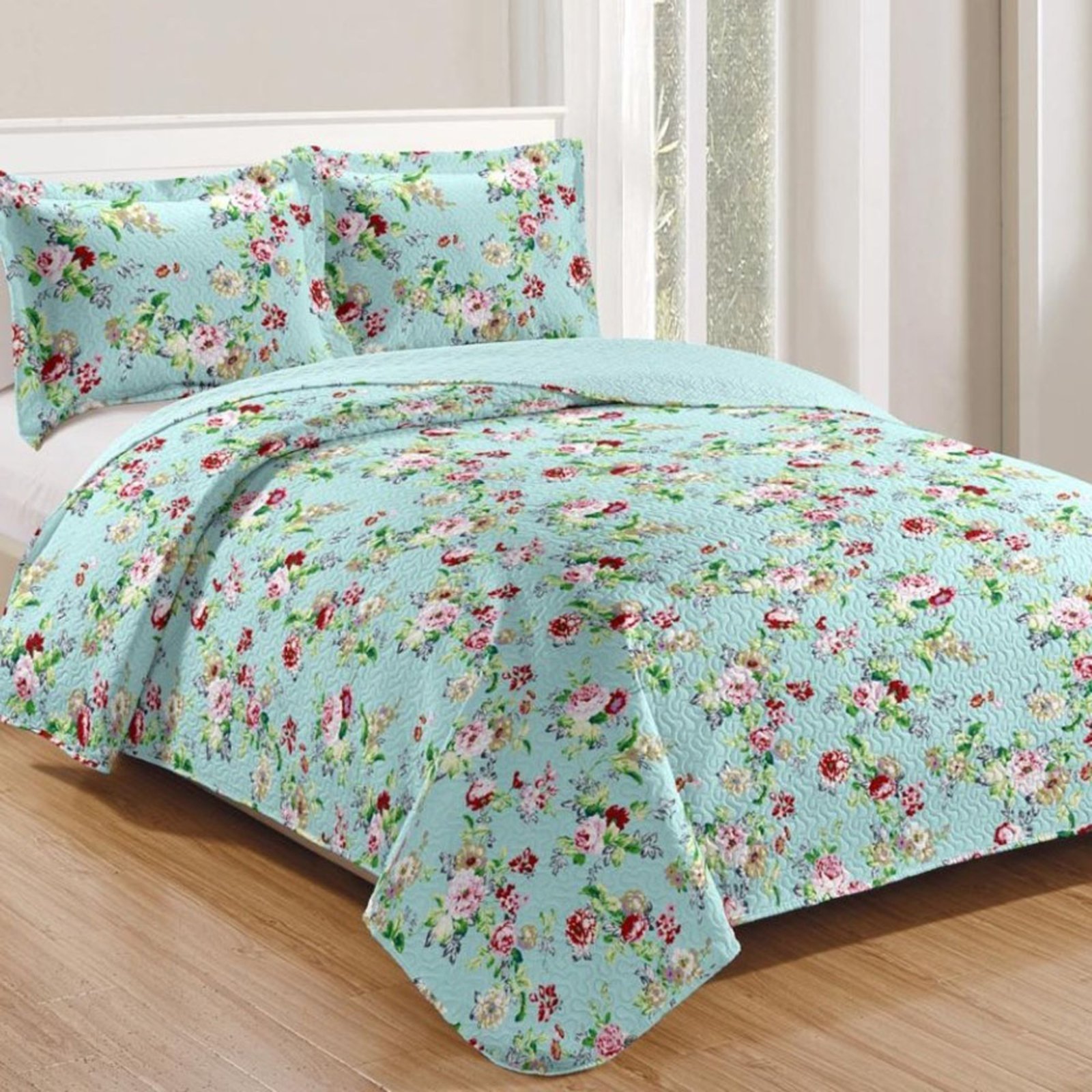 Kit Cobre Leito Colcha Casa Scarpa Mix Queen Estampado Dupla Face Floral 3 Peças - Luiza