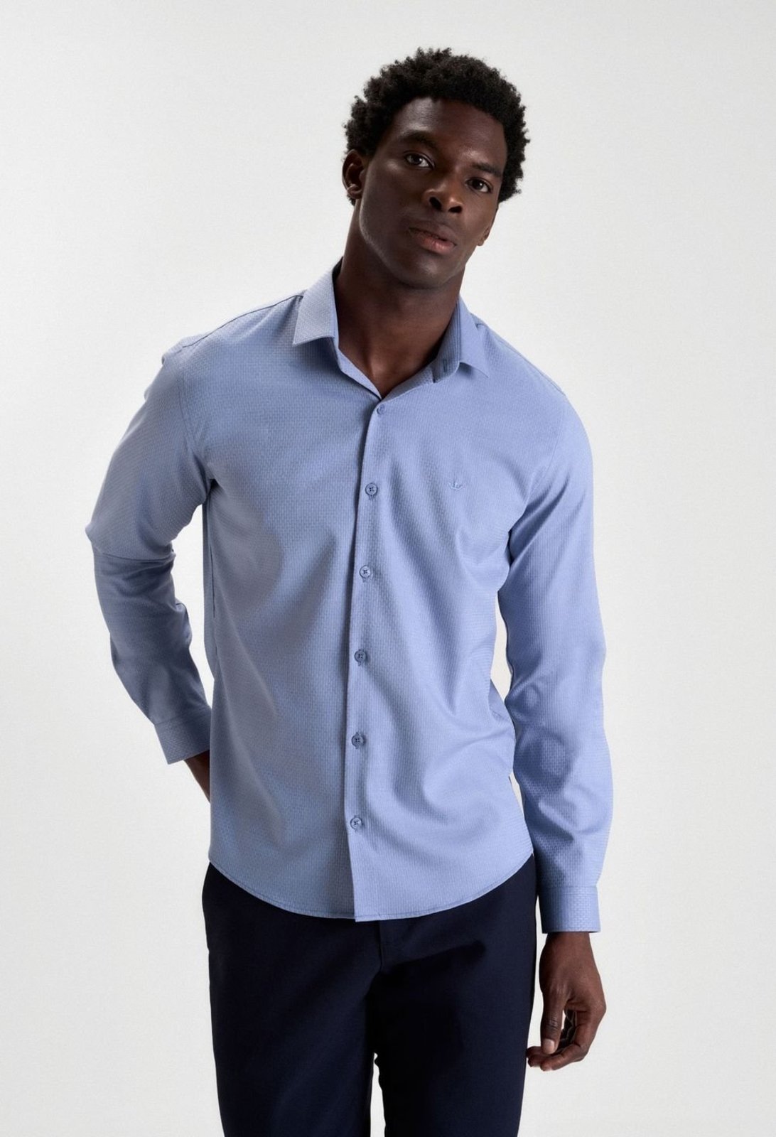 CAMISA DOCTHOS SLIM MANGA LONGA BAMBU TEXTURA Camisa Manga Longa Docthos Slim Bambu Textura 012 Azul P
