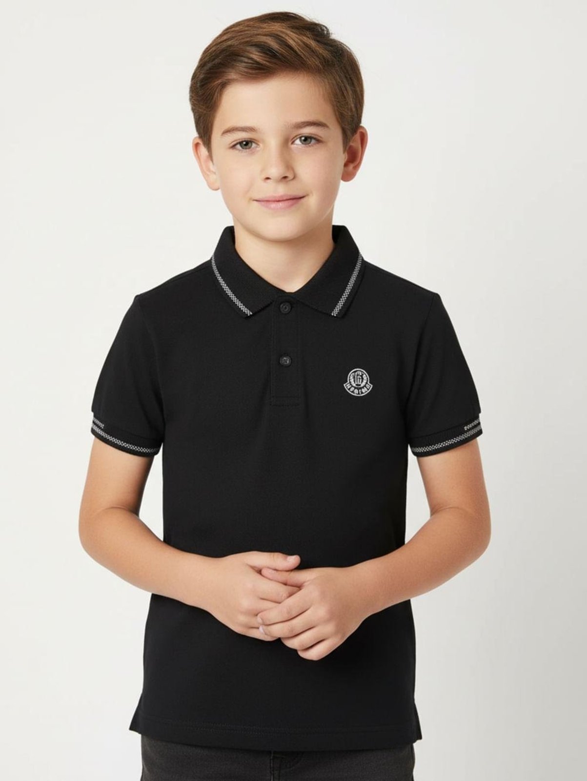 Infantil - Polo Manga Curta Para Menino - PRETO