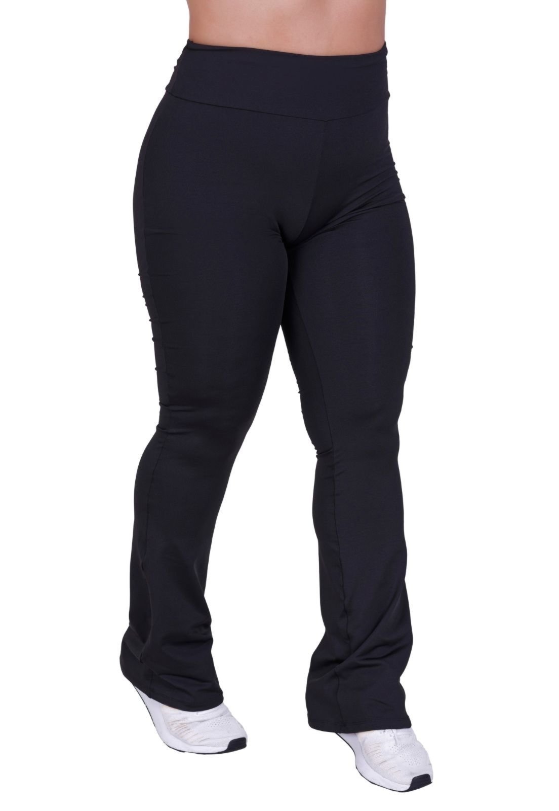 Calça Flare Bailarina Legging Fitness Cintura Alta de Academia Preto
